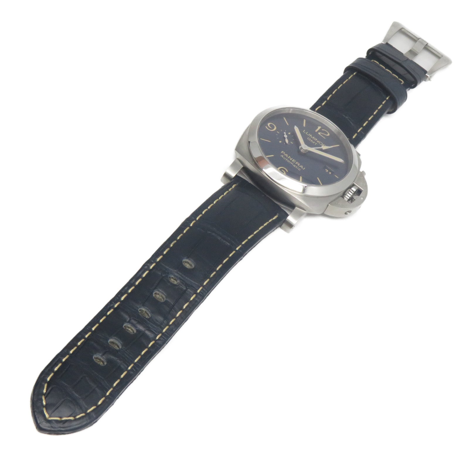 PANERAI Luminor GMT皮革帶/不鏽鋼手錶自動機芯