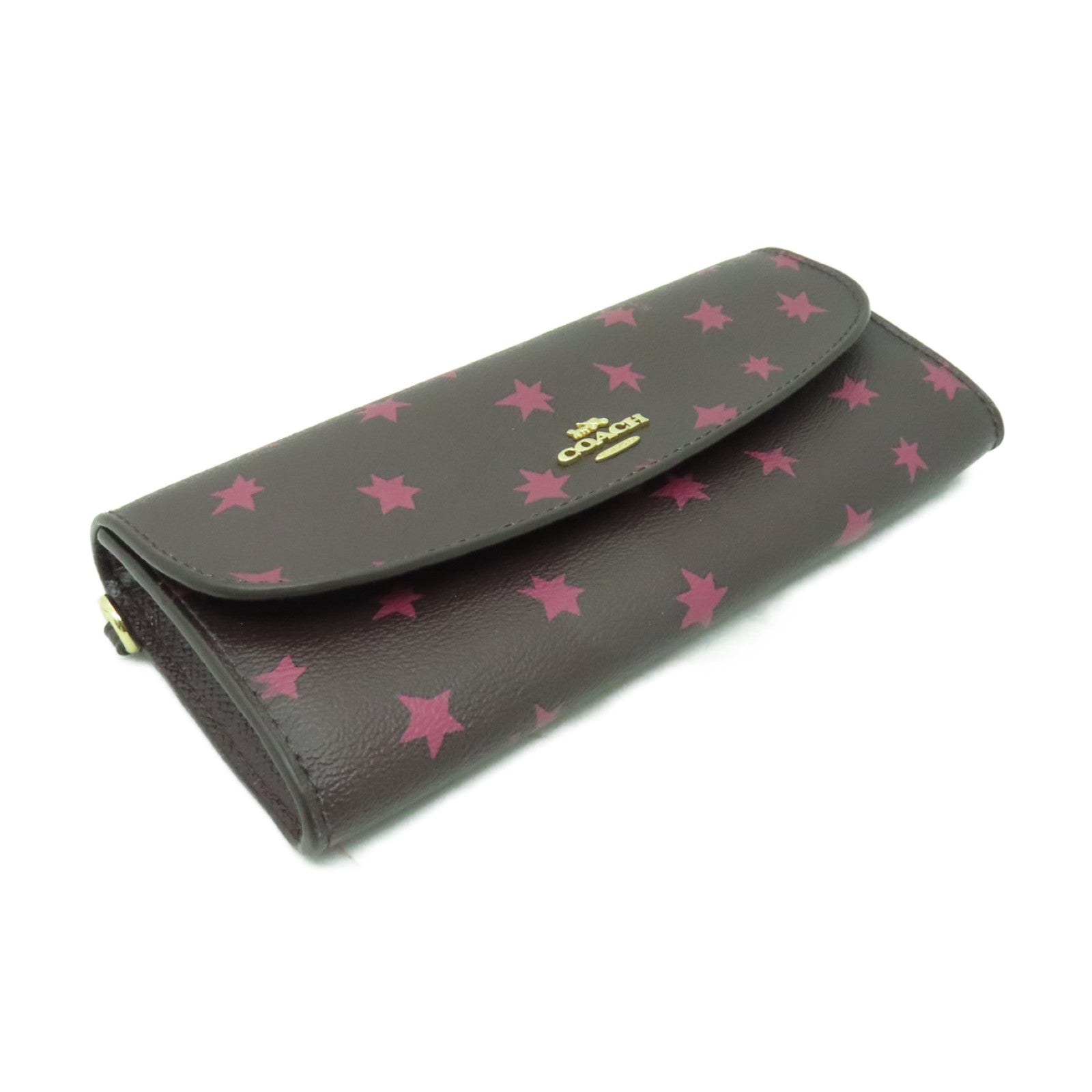 COACH 塗層帆布Long Wallet金扣長錢包紫色