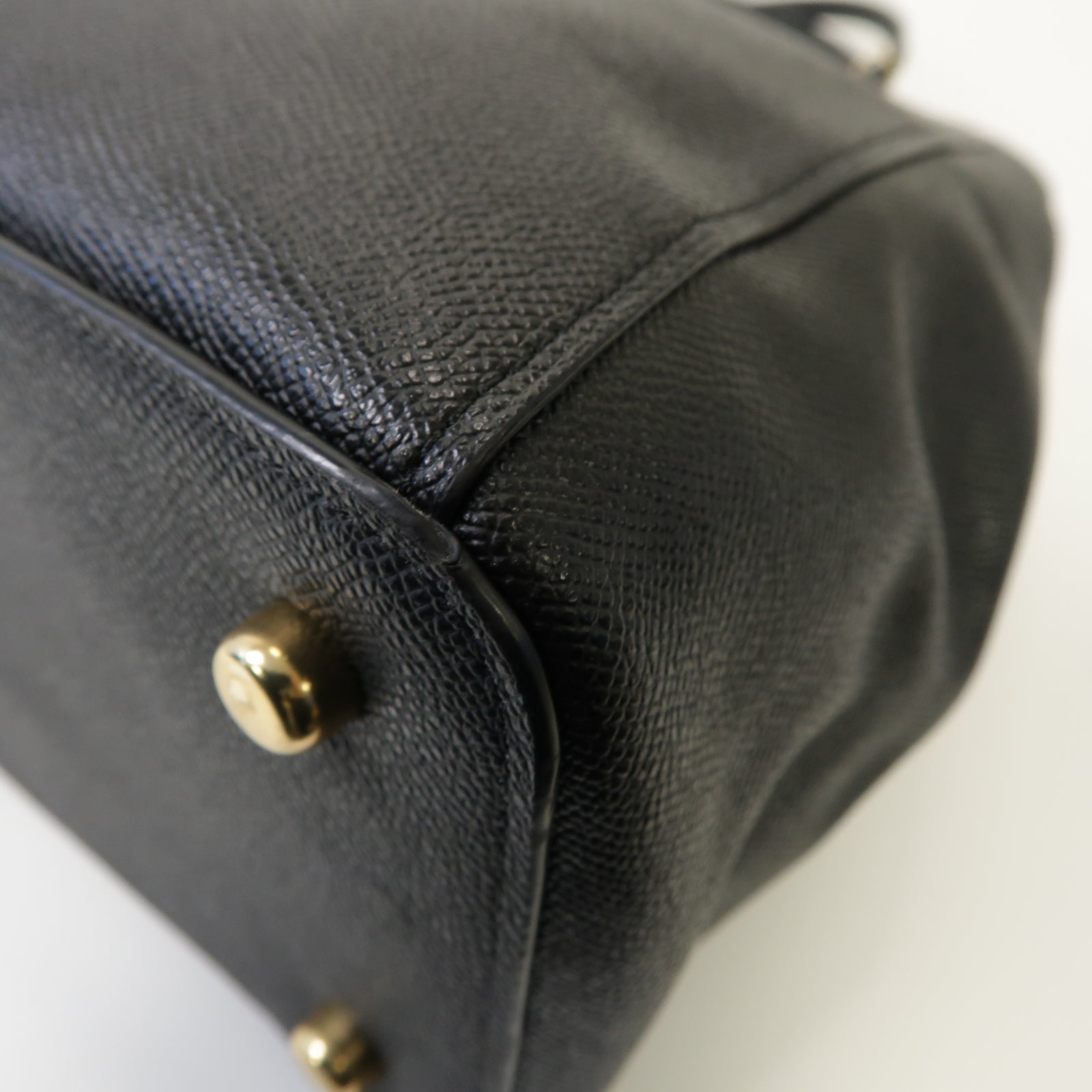 COACH 牛皮皮革Tote Bag金扣手挽袋黒色