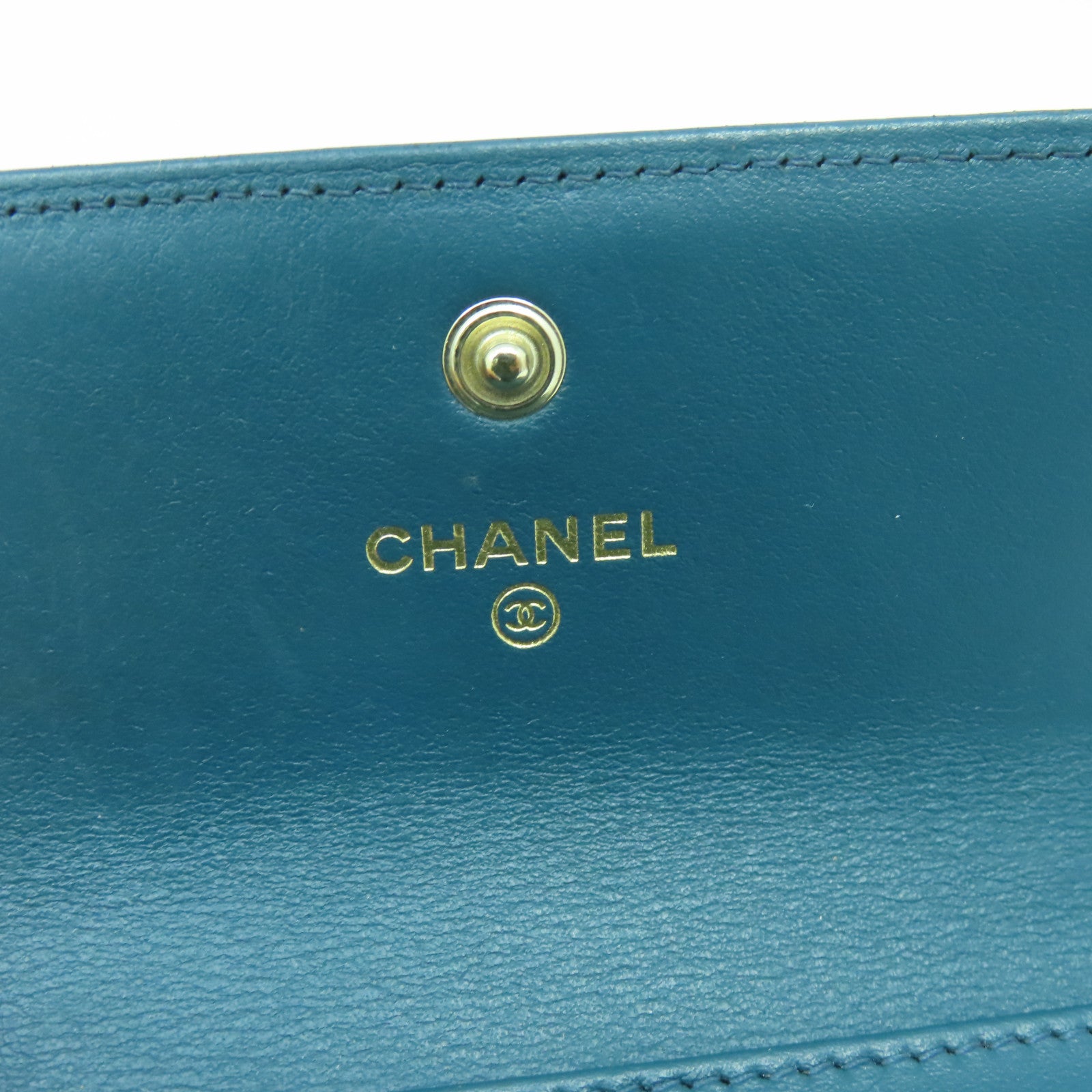 CHANEL 菱格Caviar皮革Chanel Boy Wallet金扣錢包綠色