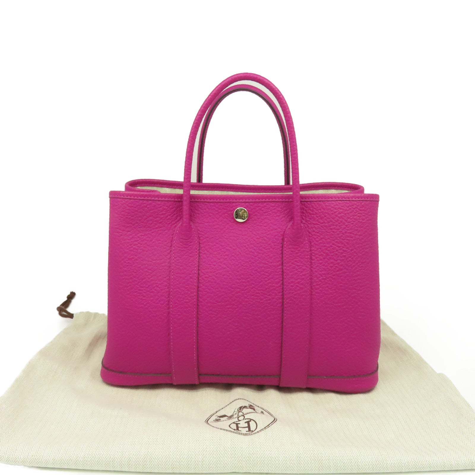 HERMES Country皮革Garden Party TPM Medium Tote Bag銀扣手挽袋L3 Rose Purple/玫瑰紫色