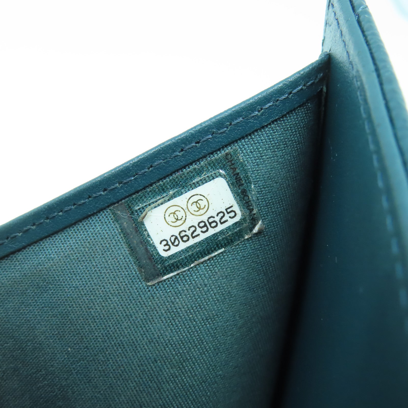 CHANEL 菱格Caviar皮革Chanel Boy Wallet金扣錢包綠色