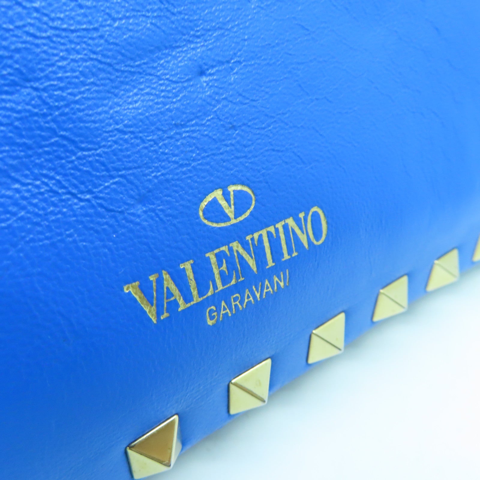 Valentino 牛皮皮革Shoulder Bag銀扣肩背袋藍色