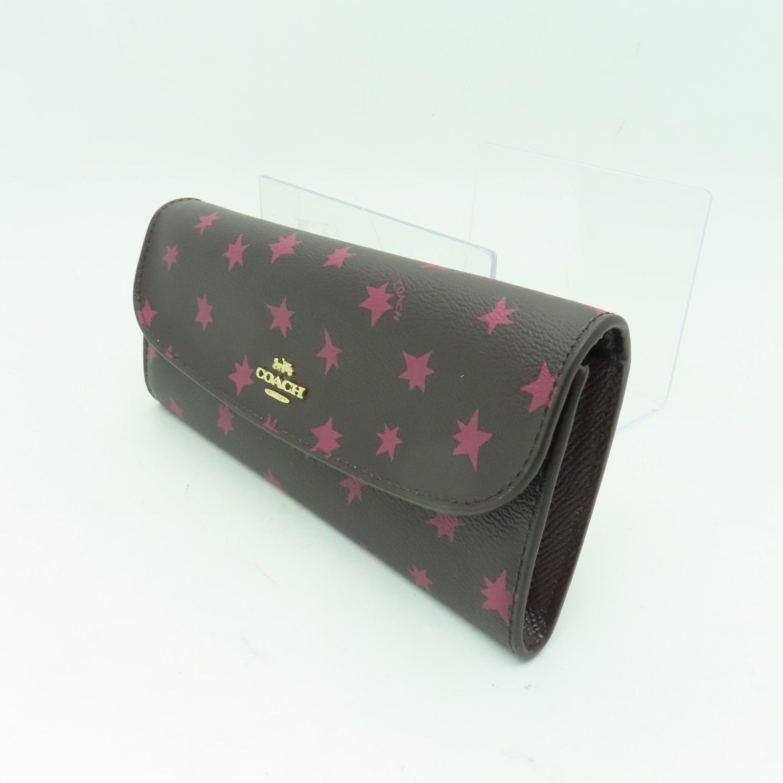 COACH 塗層帆布Long Wallet金扣長錢包紫色