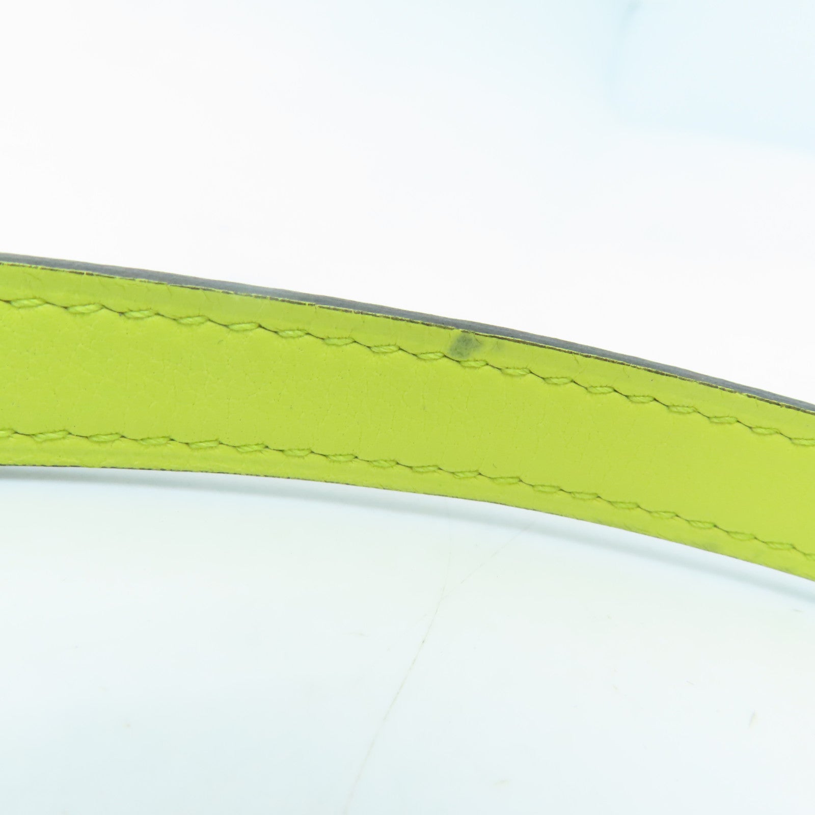 HERMES [Sharp Discount] Epsom Leather 85cm Silver Buckle Belt Silver Buckle Brown Yellow