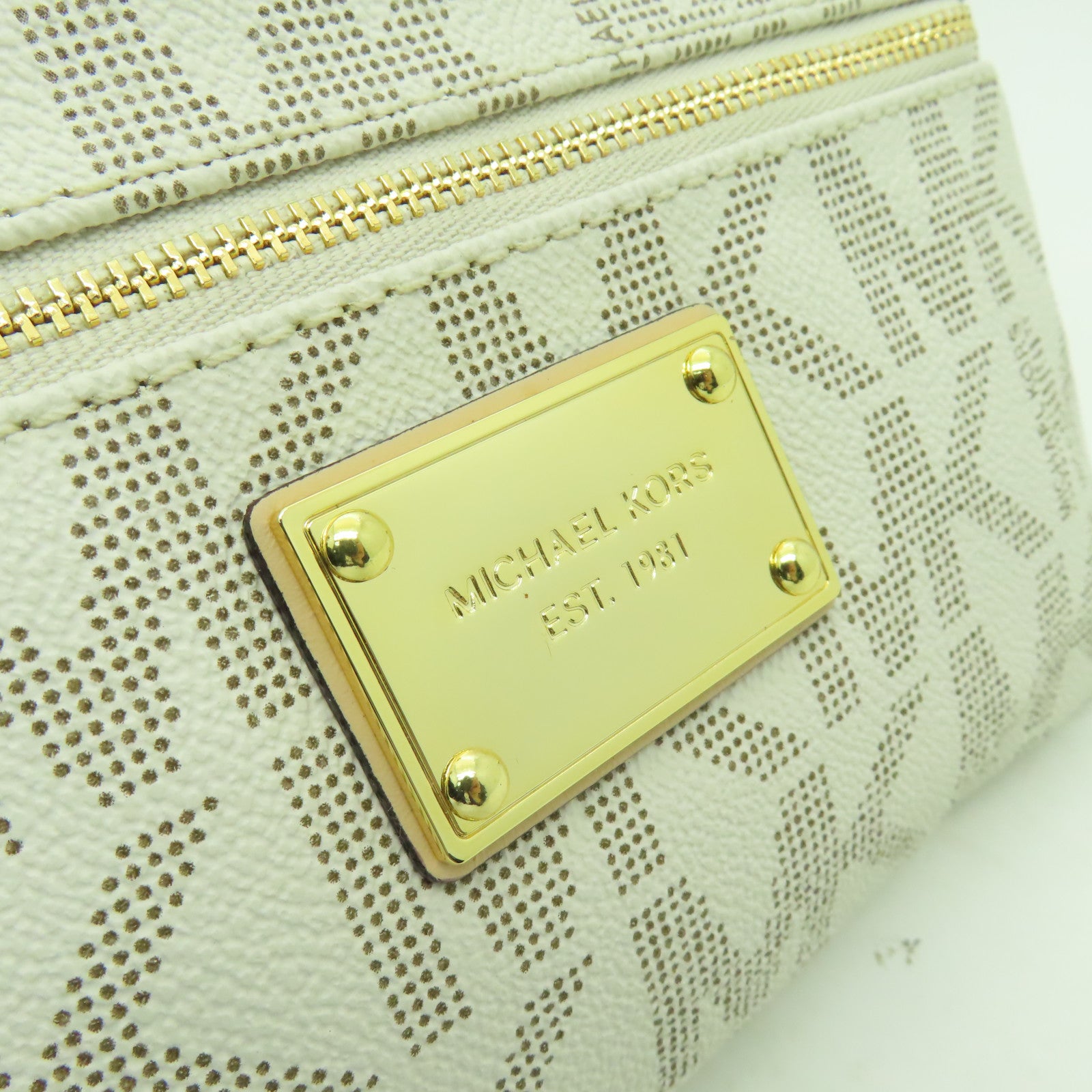 Michael Kors 塗層帆布LG Wristlet金扣手挽袋白色
