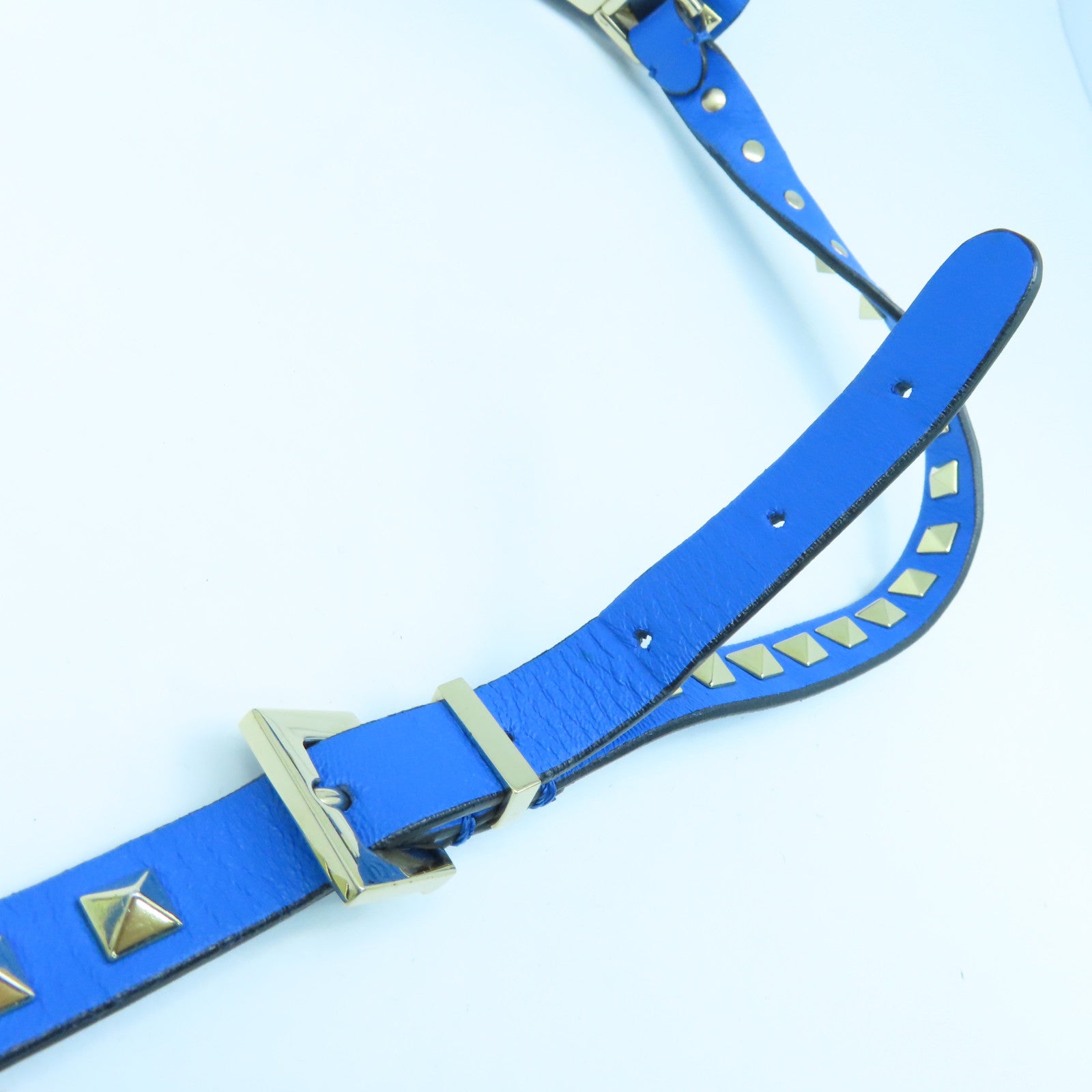 Valentino 牛皮皮革Shoulder Bag銀扣肩背袋藍色