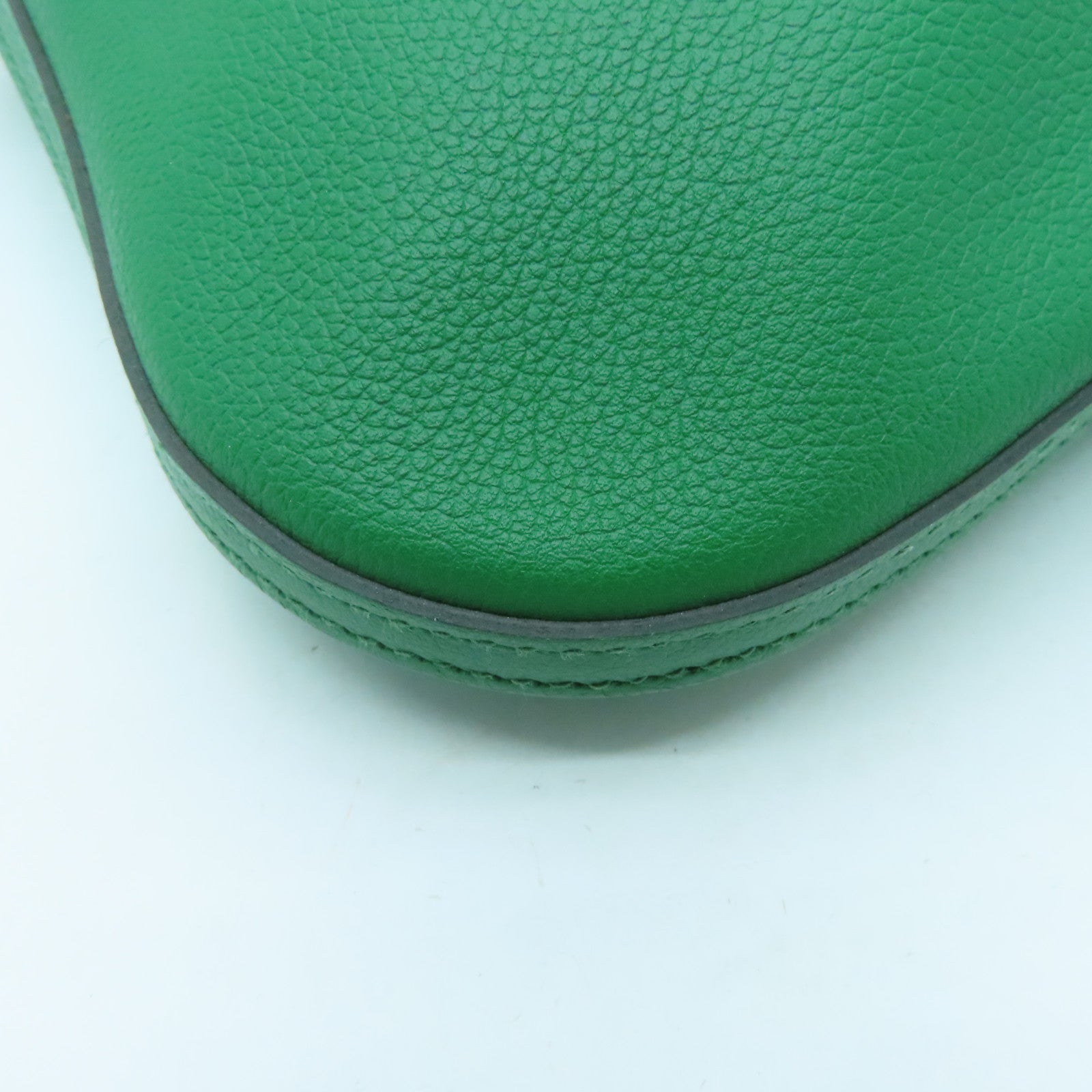 HERMES Evercolor Leather Bridado Backpack Silver Buckle Backpack Green