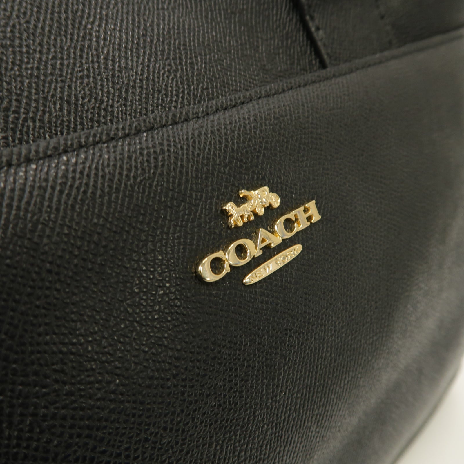 COACH 牛皮皮革Tote Bag金扣手挽袋黒色