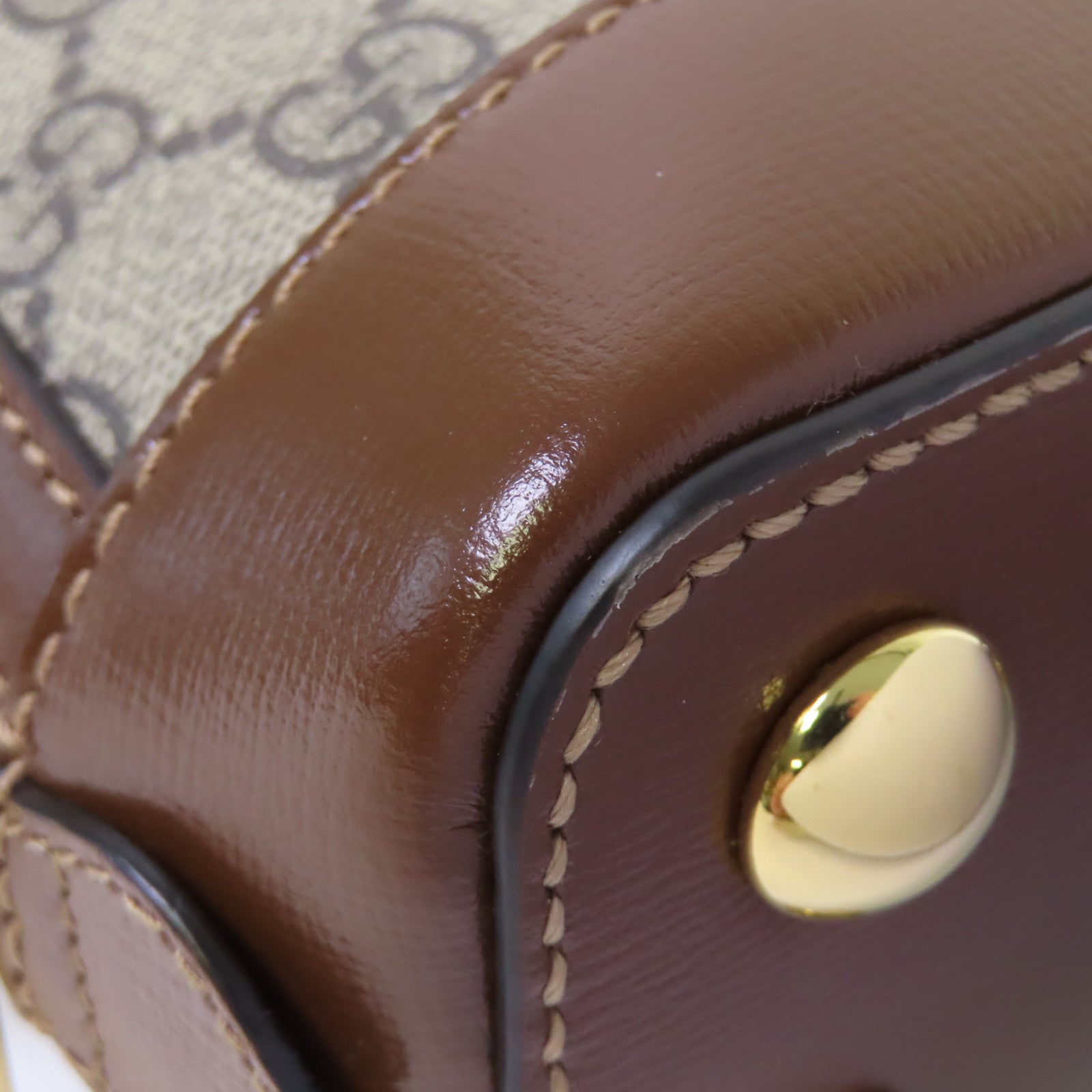 GUCCI 塗層帆布Horsebit 1955 Mini Top Handle Bag金扣手挽肩背兩用袋啡色