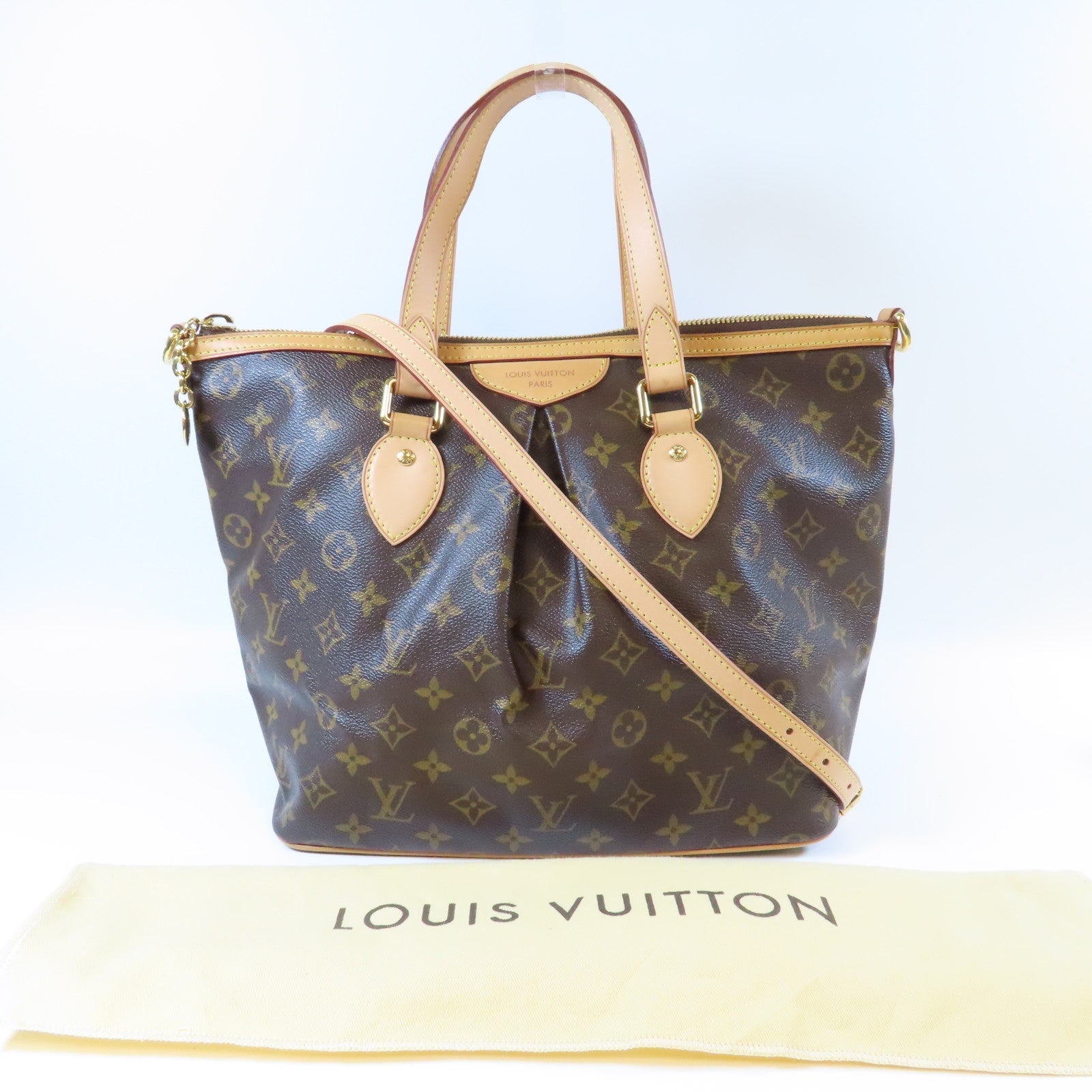LOUIS VUITTON Monogram Palermo PM金扣手挽肩背兩用袋啡色