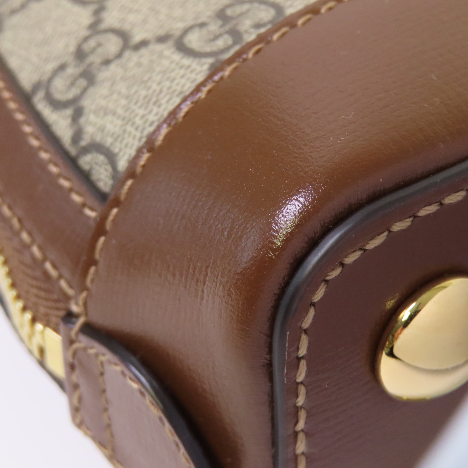GUCCI 塗層帆布Horsebit 1955 Mini Top Handle Bag金扣手挽肩背兩用袋啡色