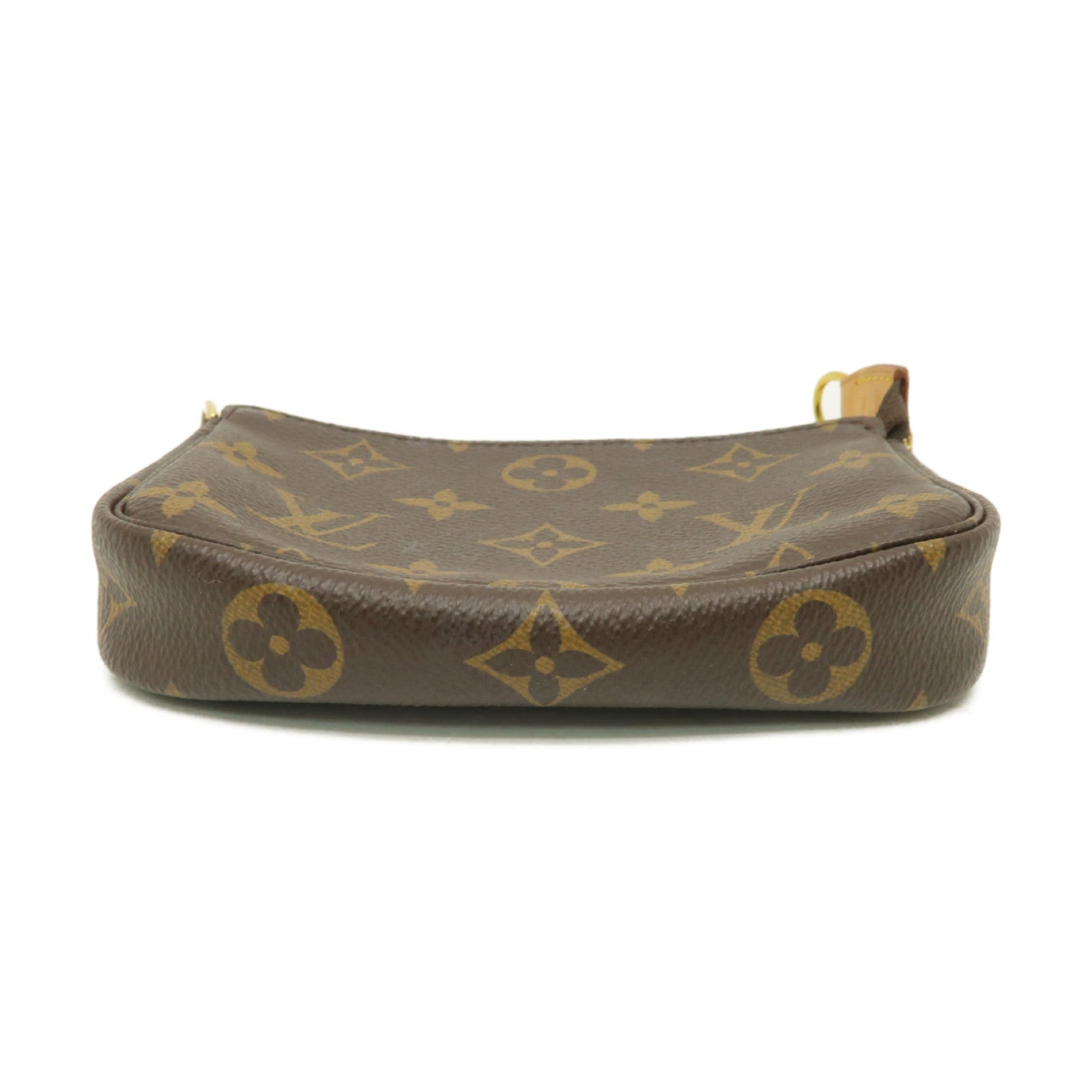 LOUIS VUITTON Monogram Mini Pochette金扣手挽袋棕色
