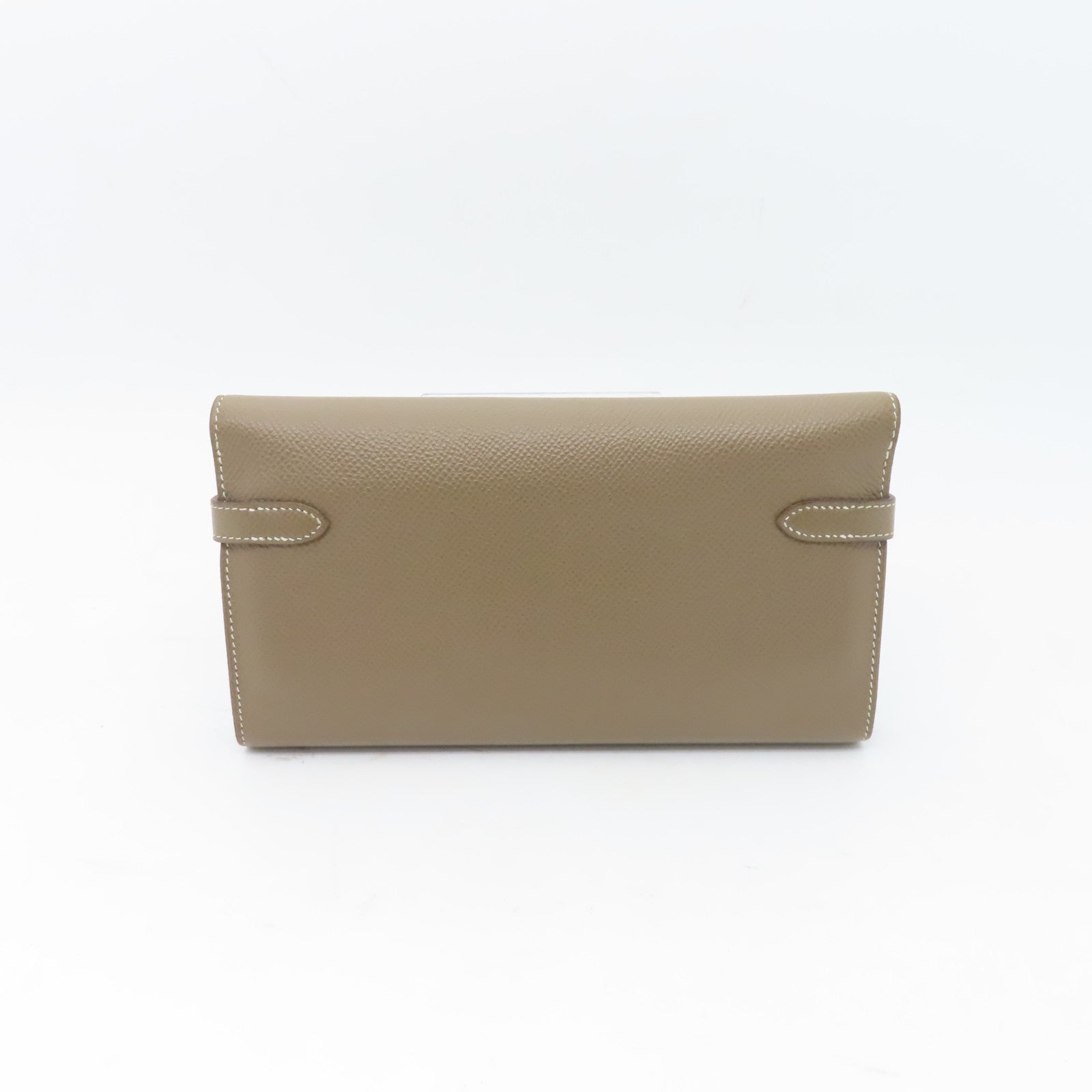 HERMES Epsom皮革Kelly Long Wallet銀扣長錢包灰色