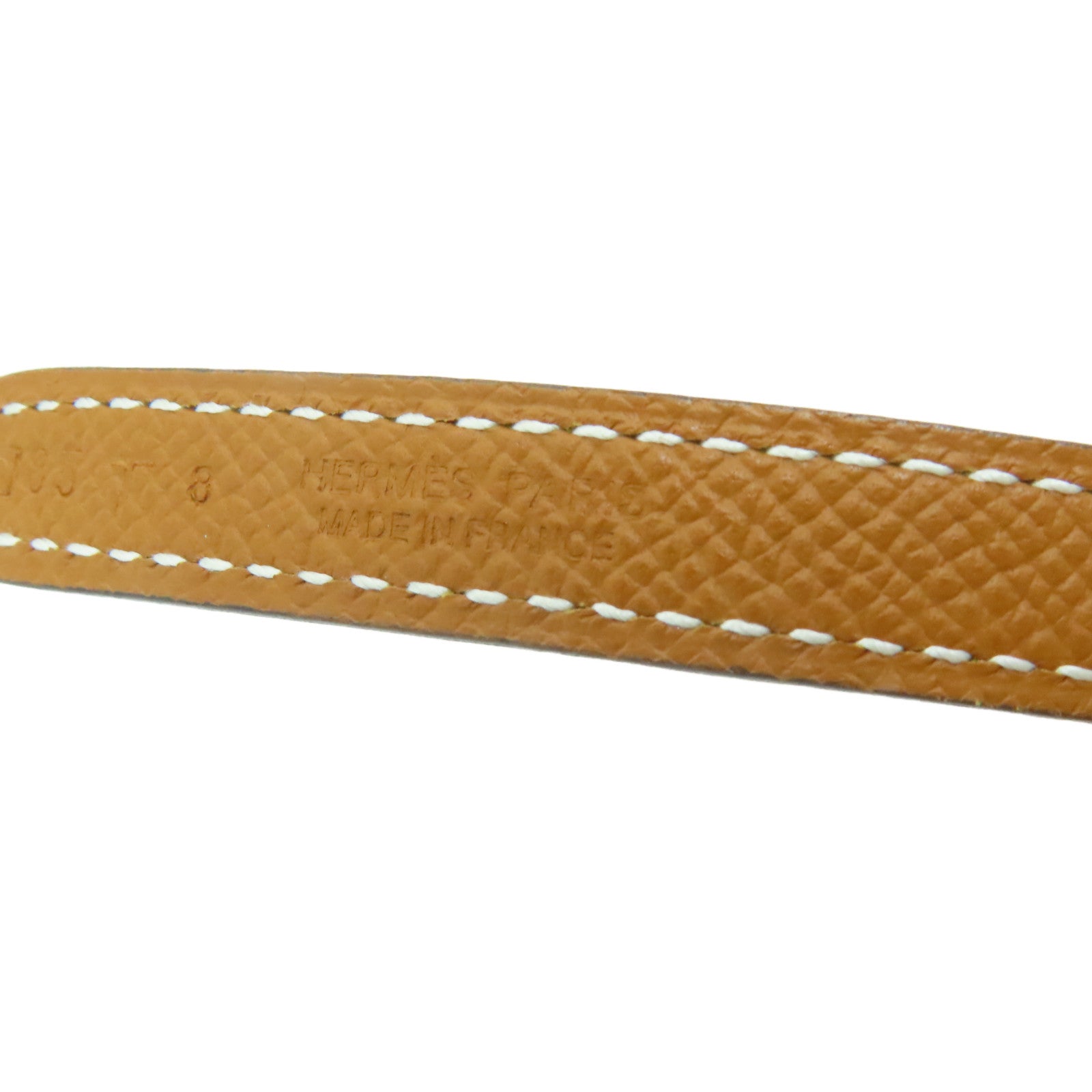 HERMES [Sharp Discount] Epsom Leather 85cm Silver Buckle Belt Silver Buckle Brown Yellow