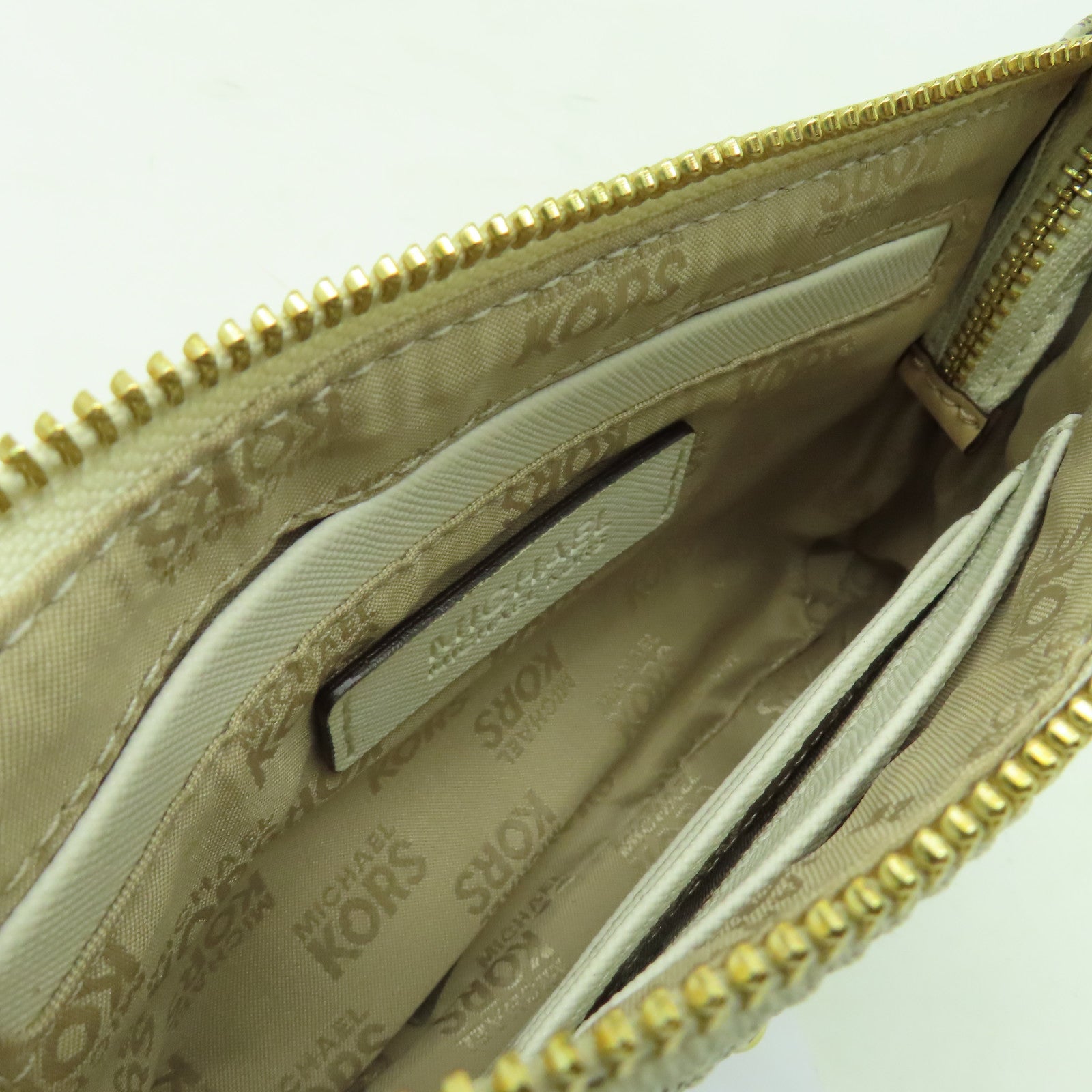Michael Kors 塗層帆布LG Wristlet金扣手挽袋白色