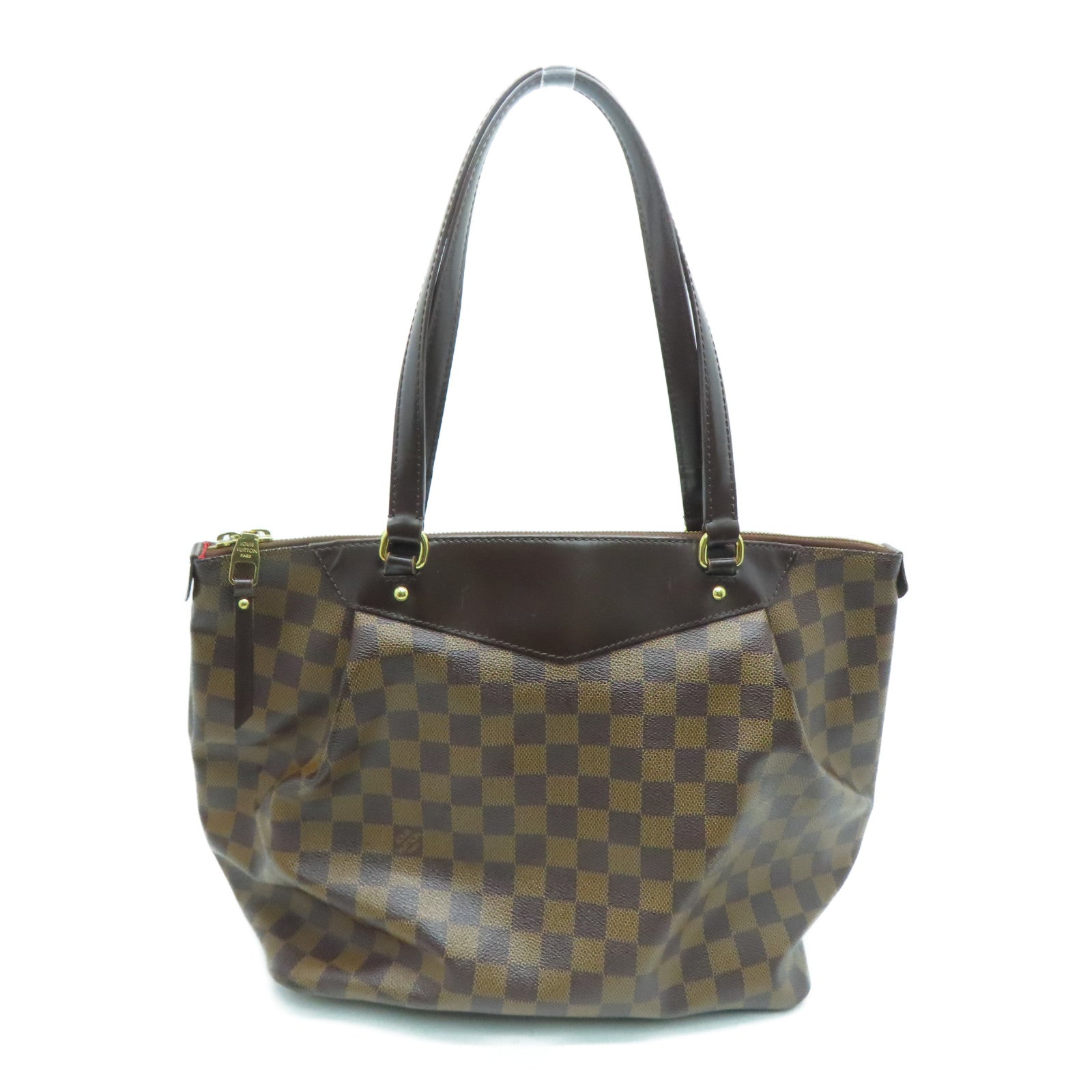 LOUIS VUITTON Damier Westminster GM gold buckle shoulder bag brown