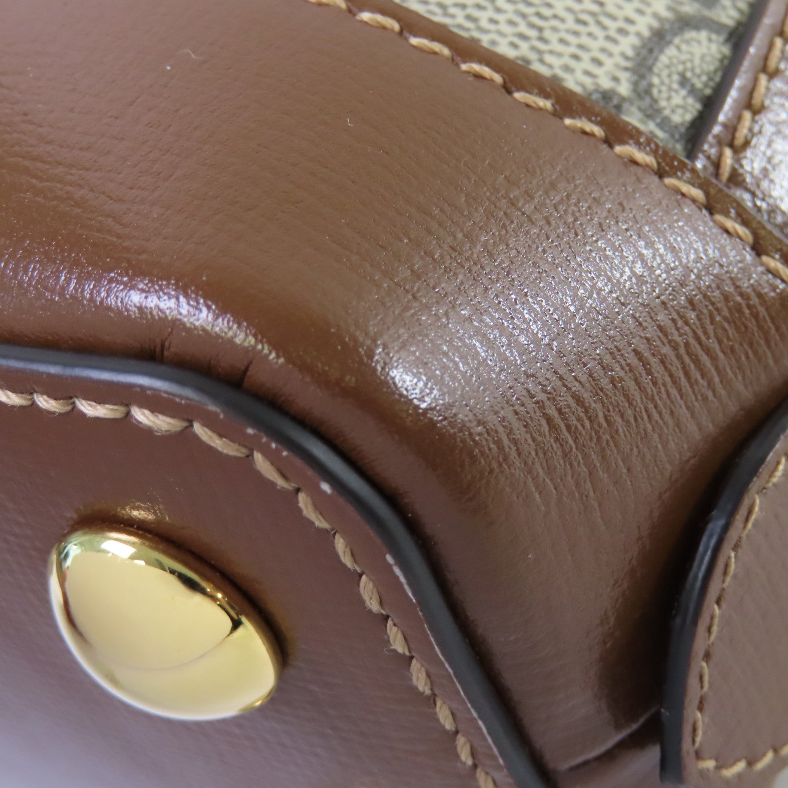 GUCCI 塗層帆布Horsebit 1955 Mini Top Handle Bag金扣手挽肩背兩用袋啡色