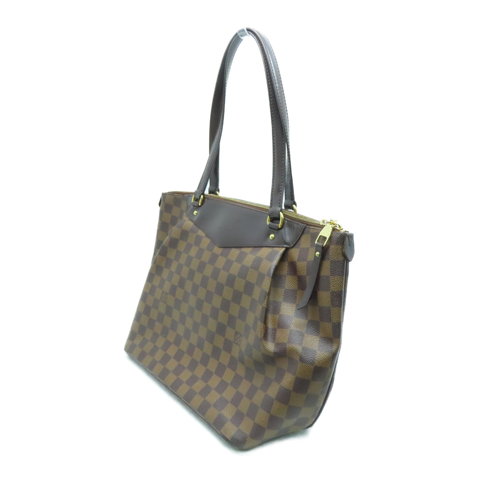 LOUIS VUITTON Damier Westminster GM gold buckle shoulder bag brown