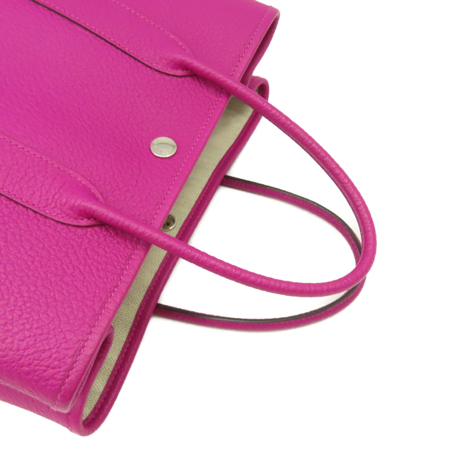 HERMES Country皮革Garden Party TPM Medium Tote Bag銀扣手挽袋L3 Rose Purple/玫瑰紫色
