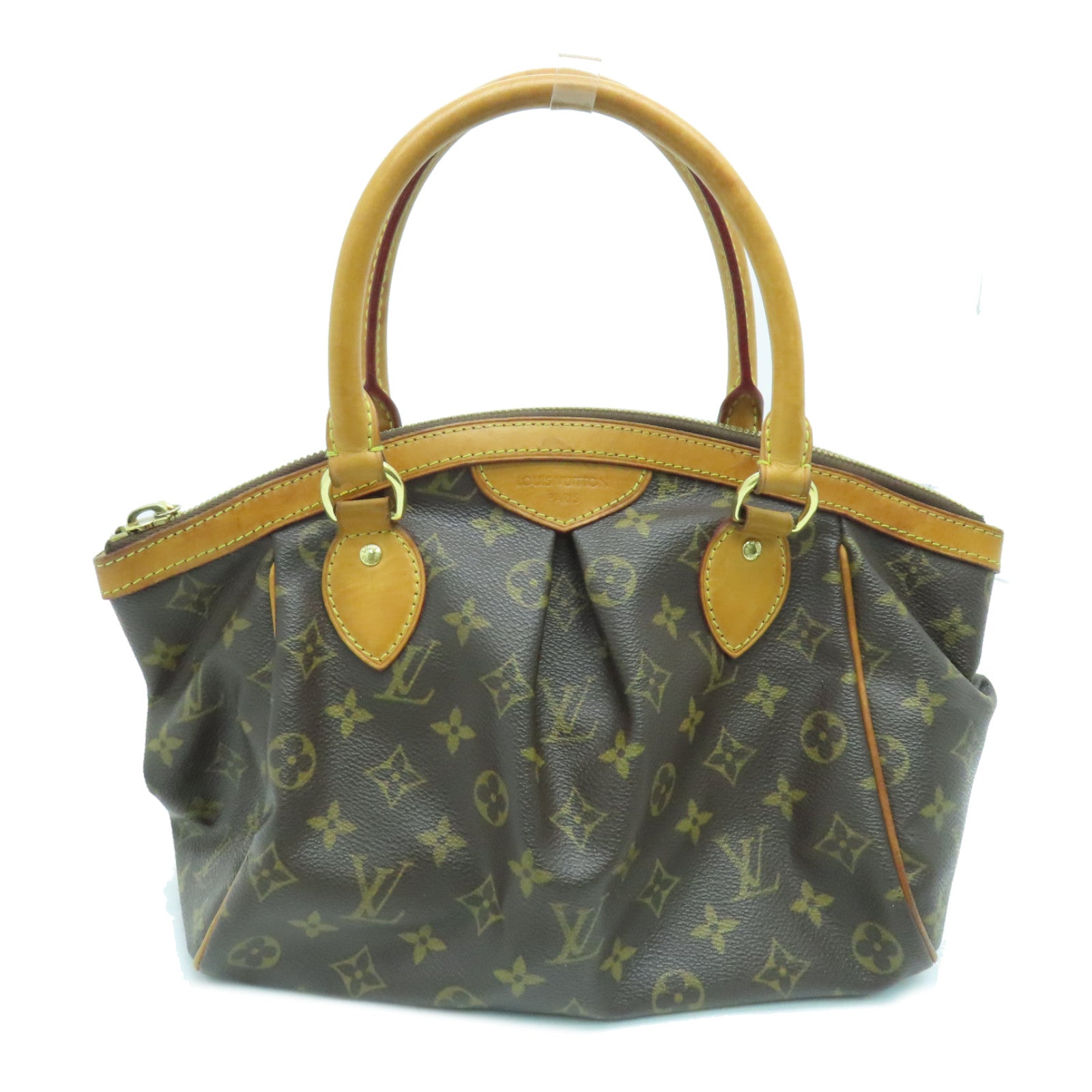 LOUIS VUITTON Monogram Tivoli PM Handle Bag Gold Buckle Brown