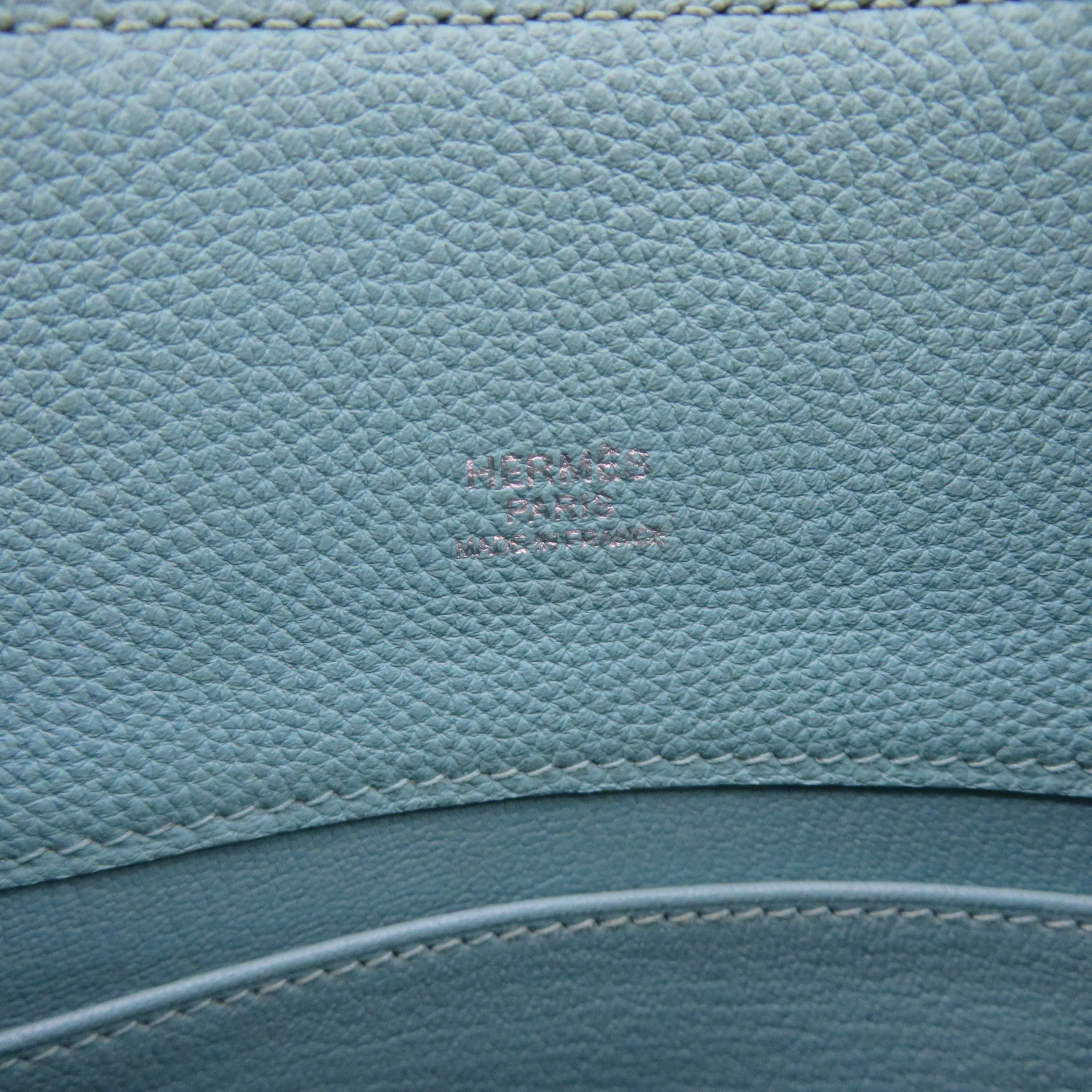HERMES Clemence皮革So Kelly22 Shoulder Bag銀扣肩背袋3P淺藍色
