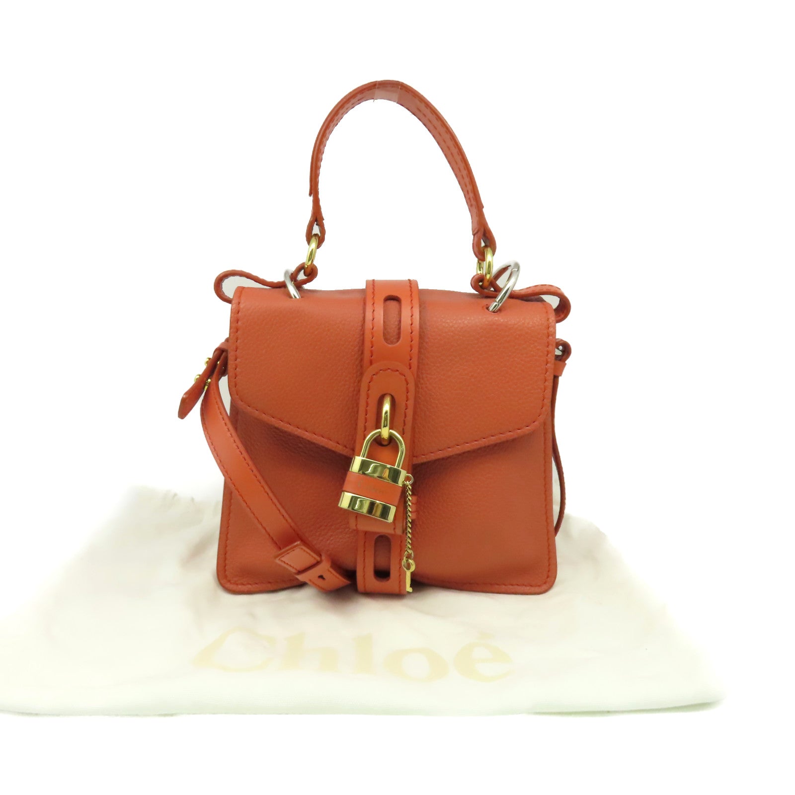 Chloe 牛皮皮革2Way Shoulder Bag手挽肩背兩用袋橙啡色