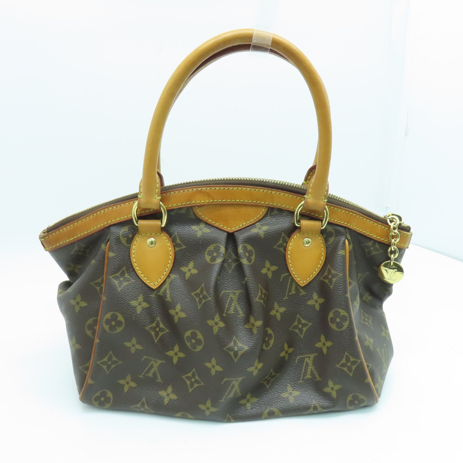LOUIS VUITTON Monogram Tivoli PM Handle Bag Gold Buckle Brown