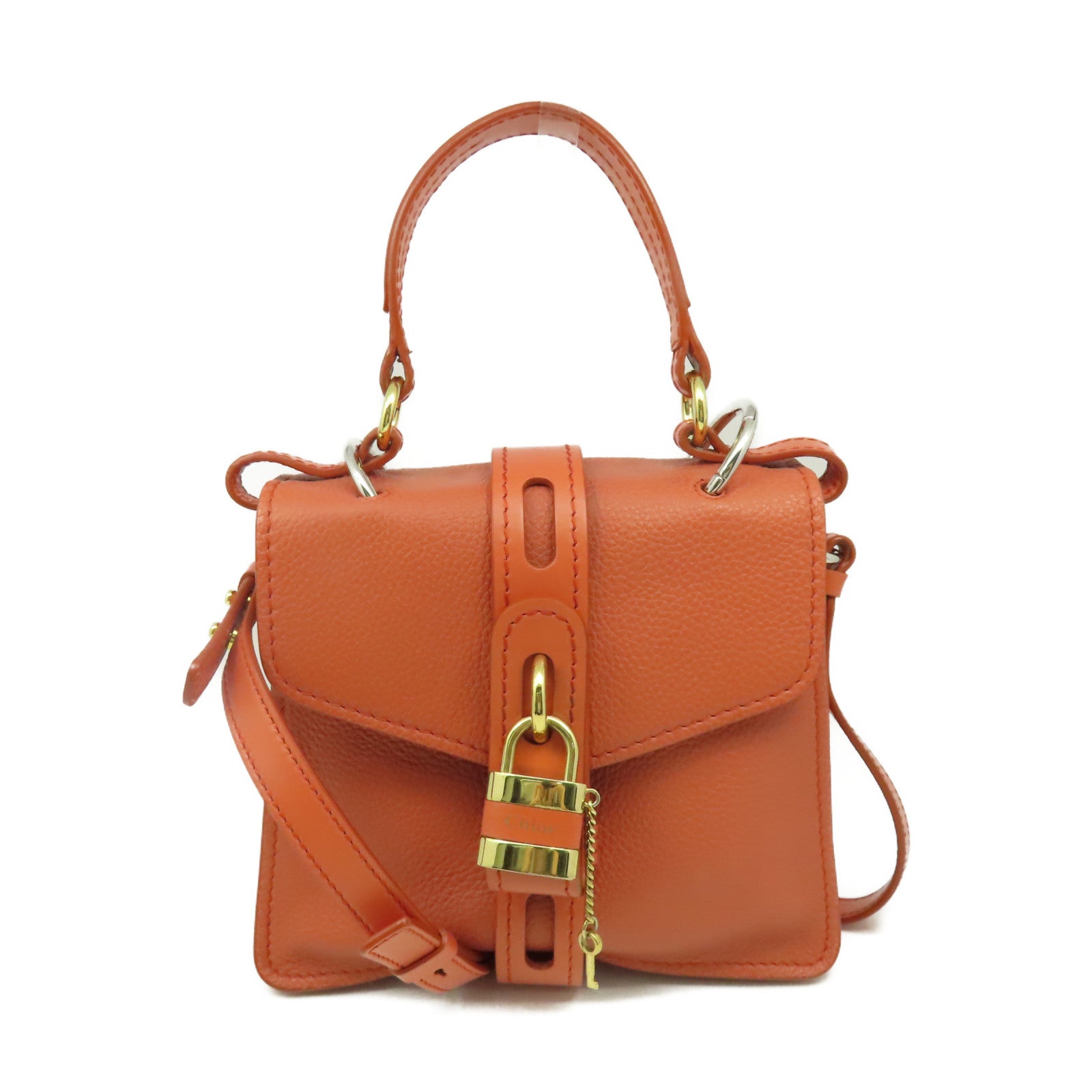 Chloe 牛皮皮革2Way Shoulder Bag手挽肩背兩用袋橙啡色