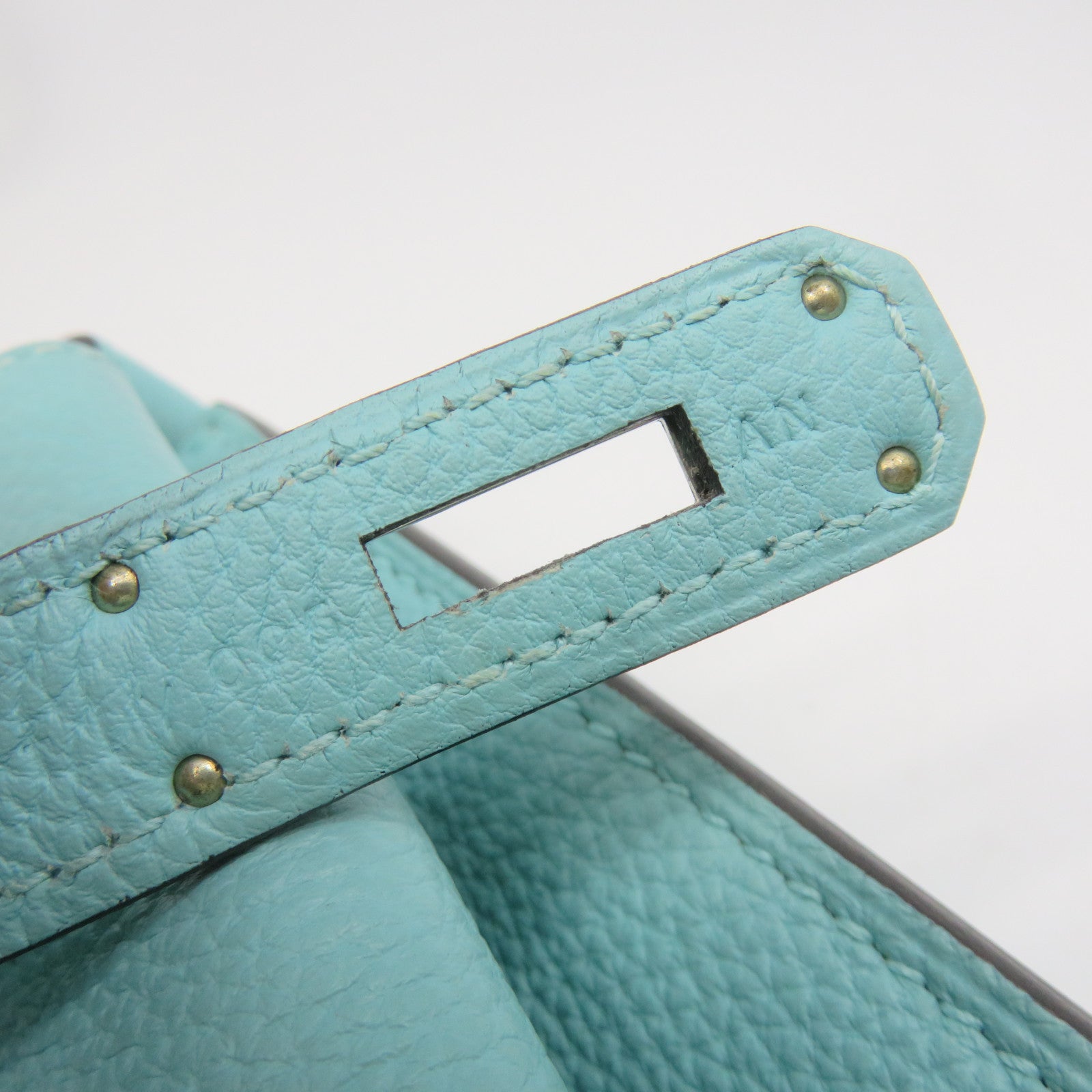 HERMES Clemence皮革So Kelly22 Shoulder Bag銀扣肩背袋3P淺藍色