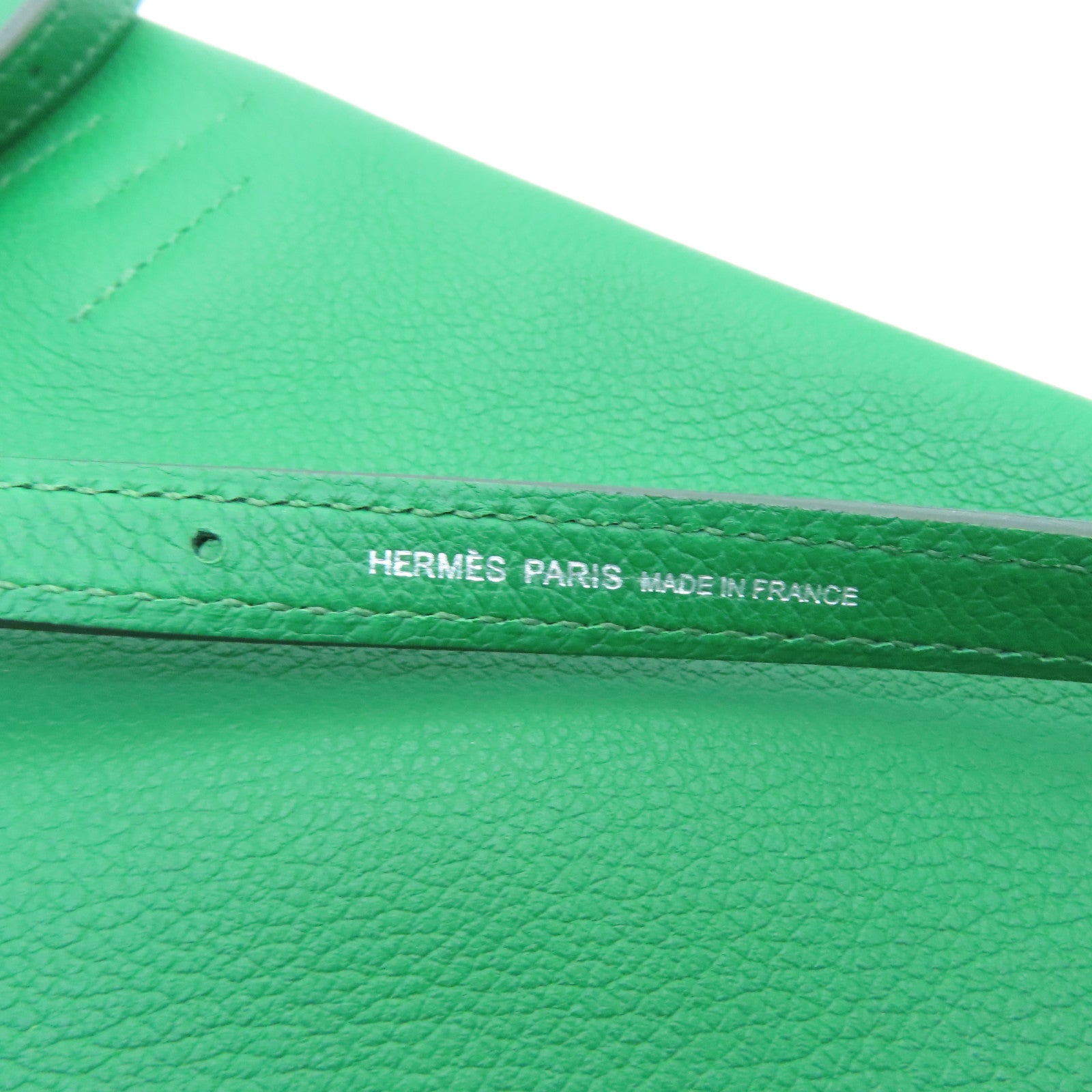 HERMES Evercolor Leather Bridado Backpack Silver Buckle Backpack Green