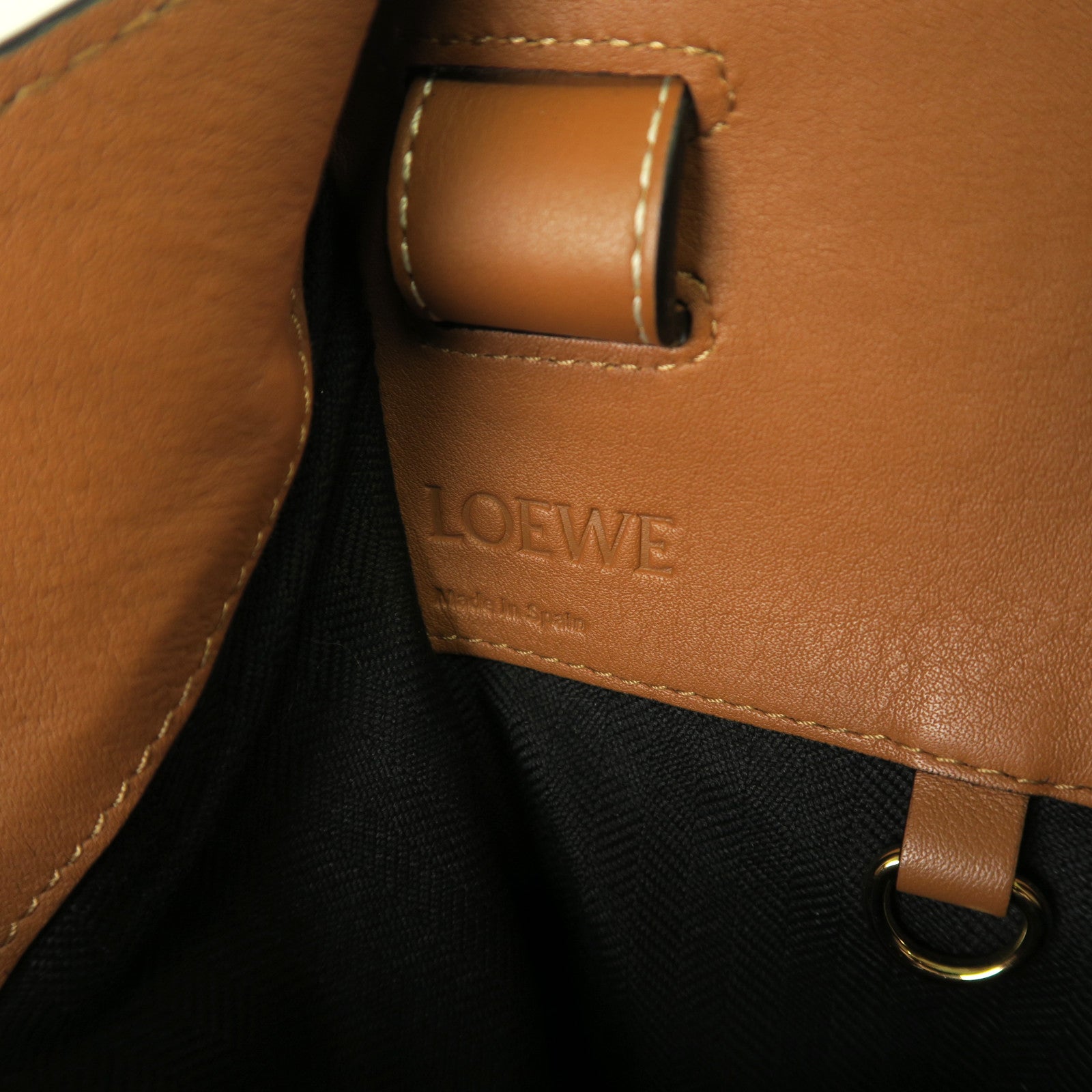 LOEWE 牛仔布Hammock Small金扣手挽肩背兩用袋藍色/啡色