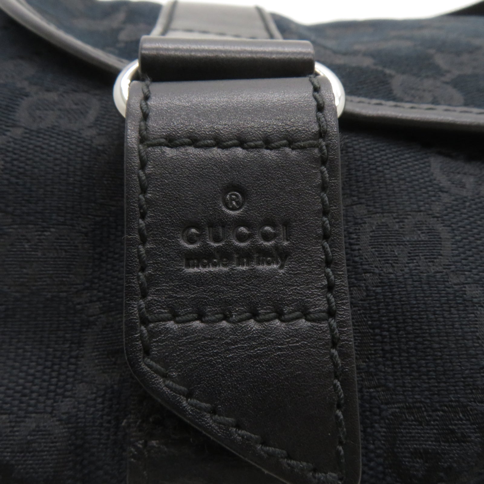 GUCCI 帆布Waist Bag銀扣腰包黑色