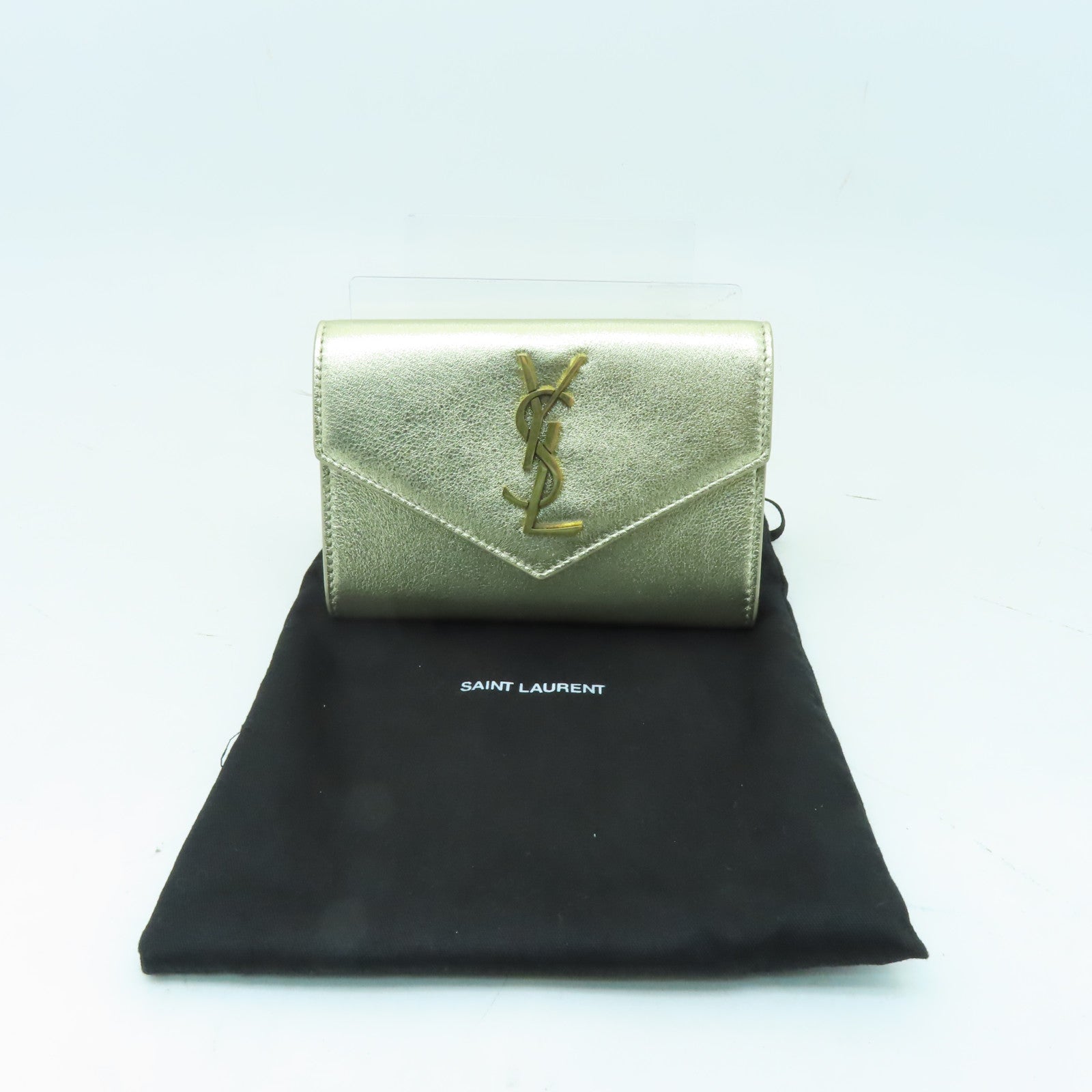 SAINT LAURENT 牛皮皮革Wallet金扣錢包金色
