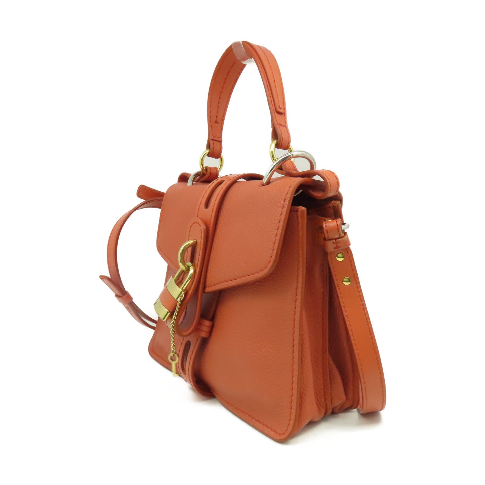 Chloe 牛皮皮革2Way Shoulder Bag手挽肩背兩用袋橙啡色