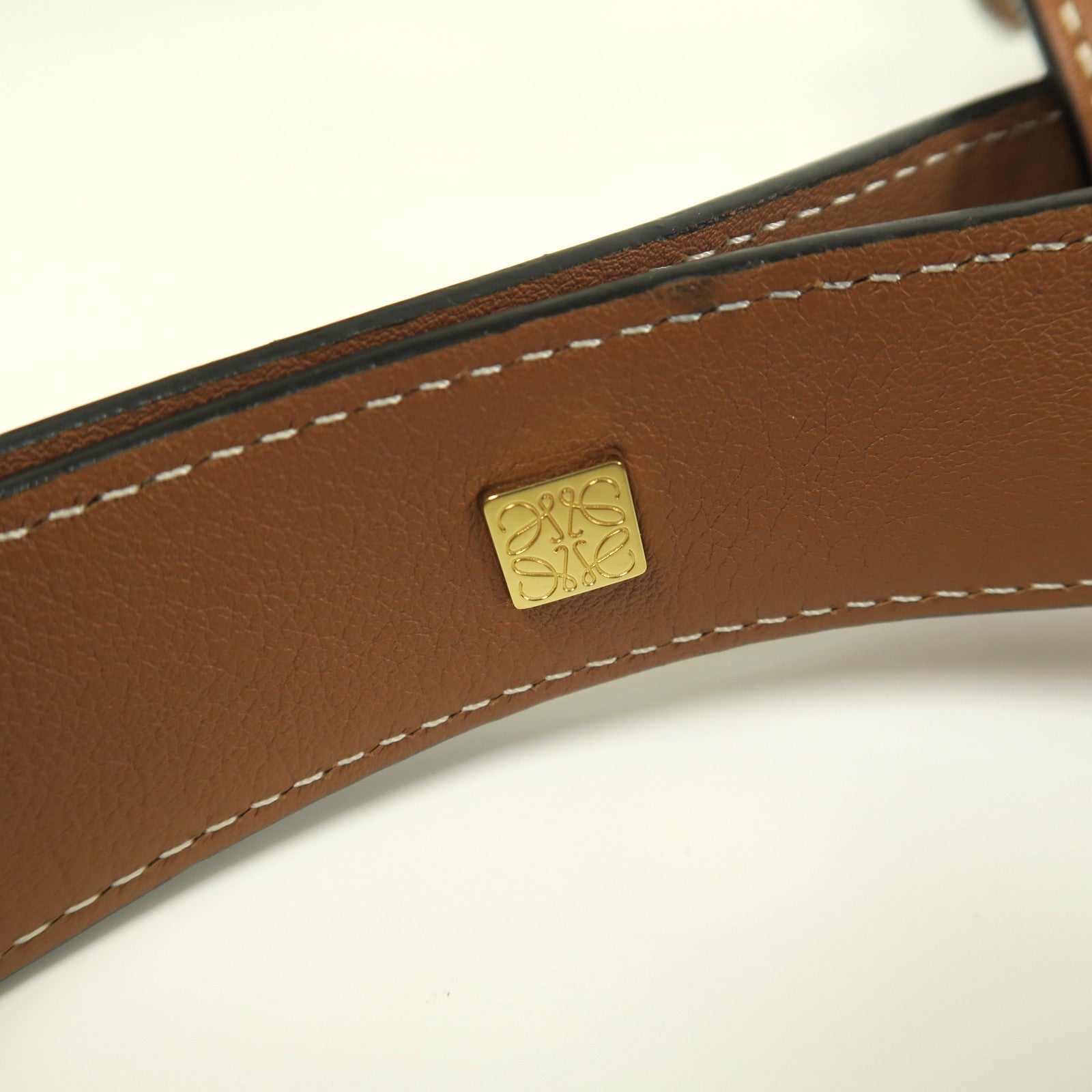 LOEWE 牛仔布Hammock Small金扣手挽肩背兩用袋藍色/啡色