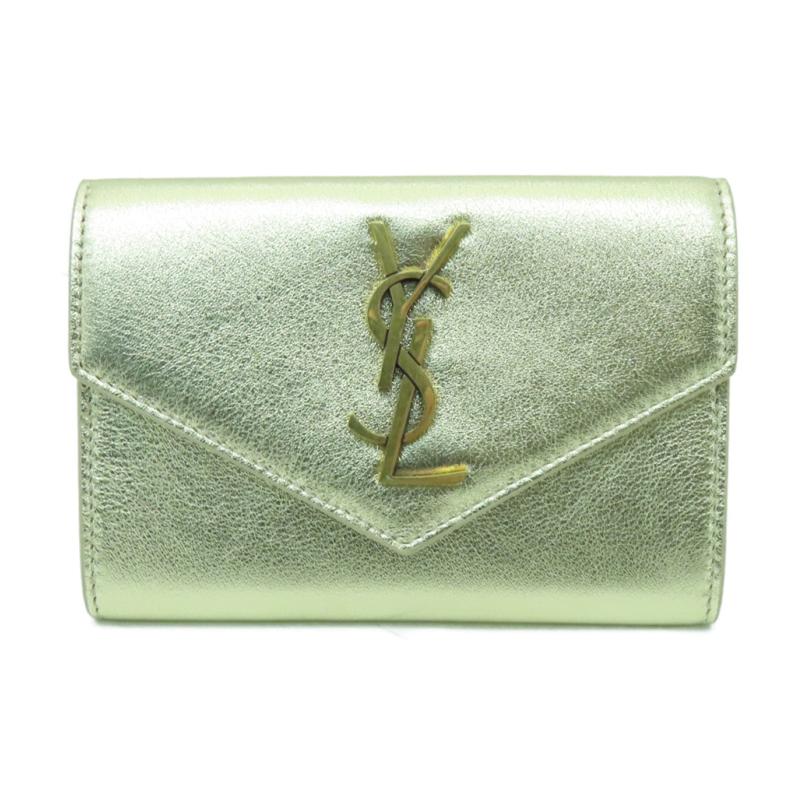 SAINT LAURENT 牛皮皮革Wallet金扣錢包金色