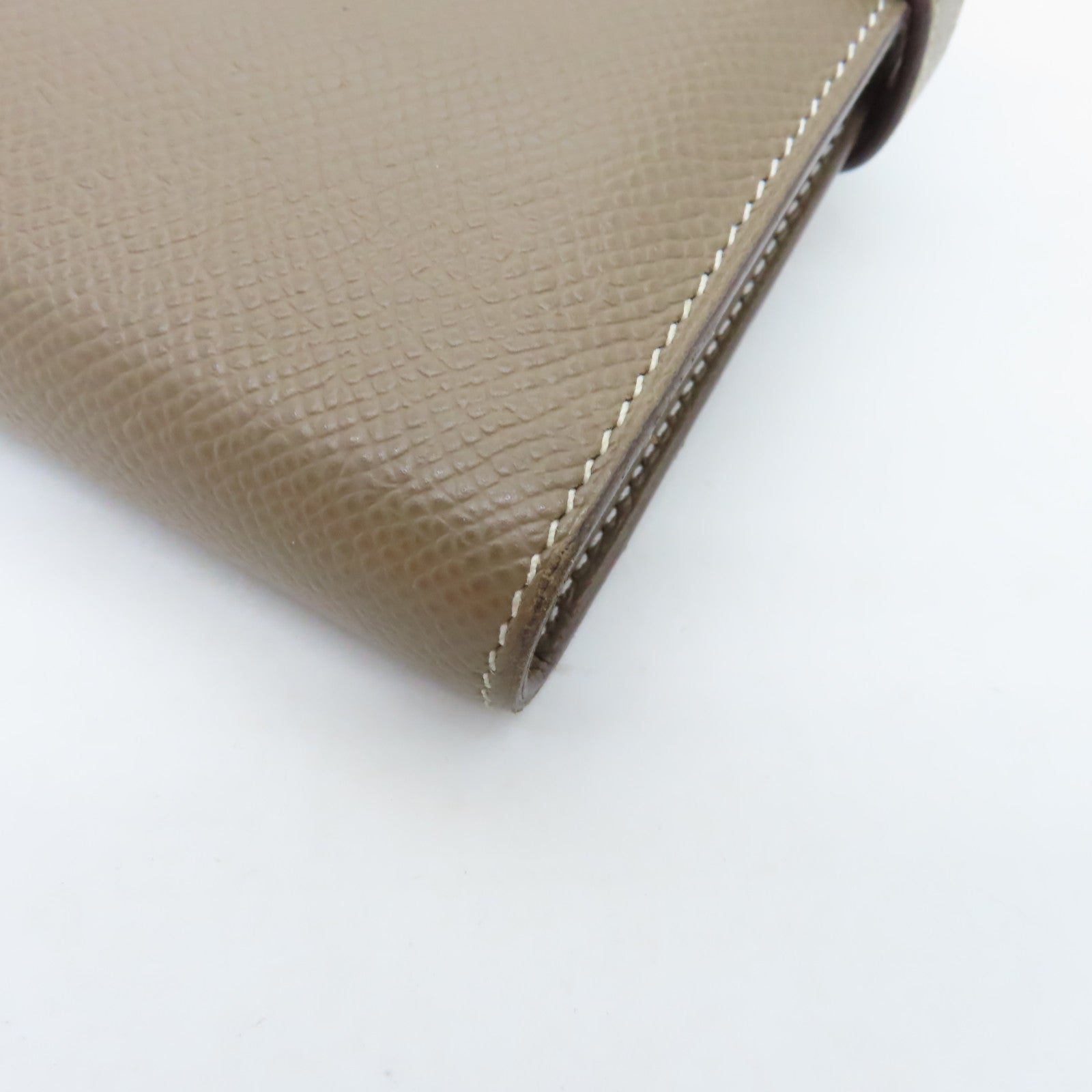 HERMES Epsom皮革Kelly Long Wallet銀扣長錢包灰色
