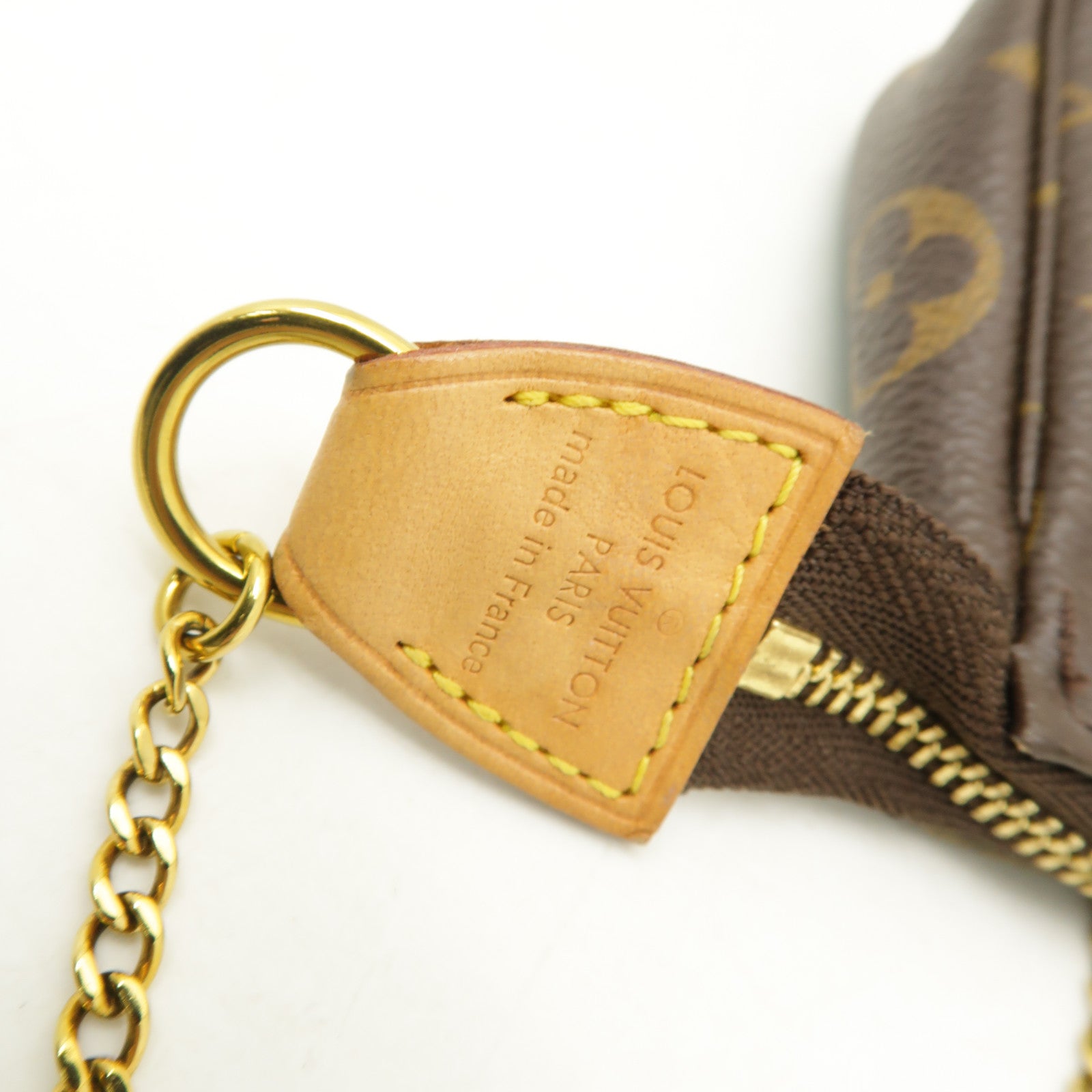 LOUIS VUITTON Monogram Mini Pochette金扣手挽袋棕色