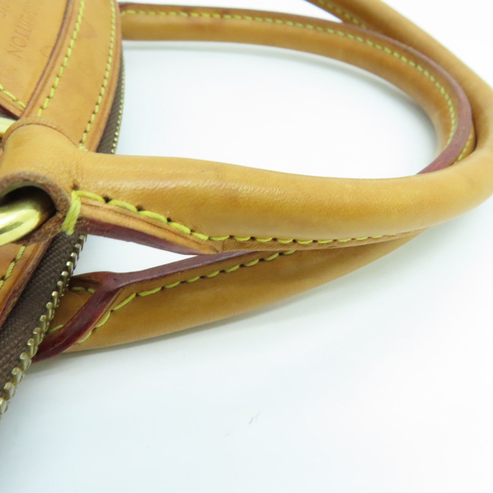 LOUIS VUITTON Monogram Tivoli PM Handle Bag Gold Buckle Brown
