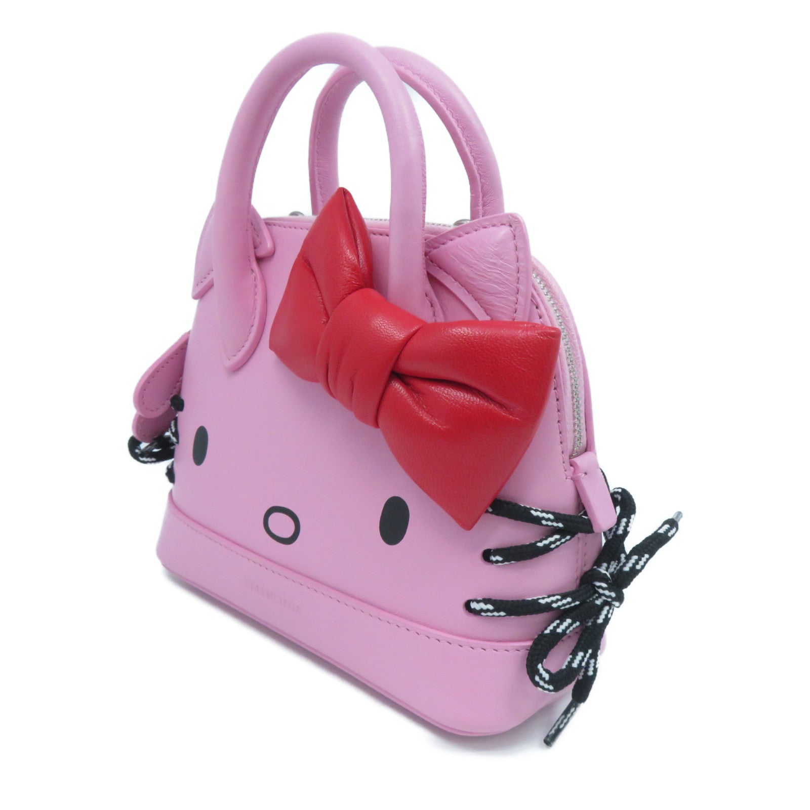 BALENCIAGA 牛皮皮革Kitty Ville Mini Bag銀扣手挽肩背兩用袋粉紅色/紅色