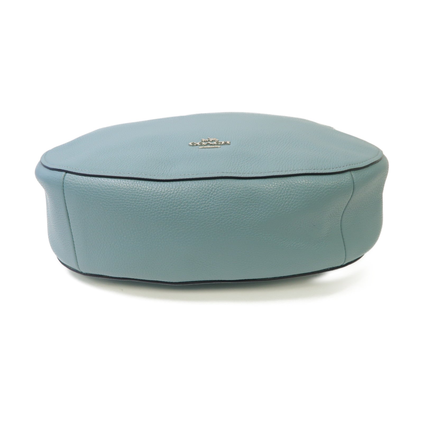 COACH 牛皮皮革2way Shoulder Bag銀扣手挽肩背兩用袋淺藍色