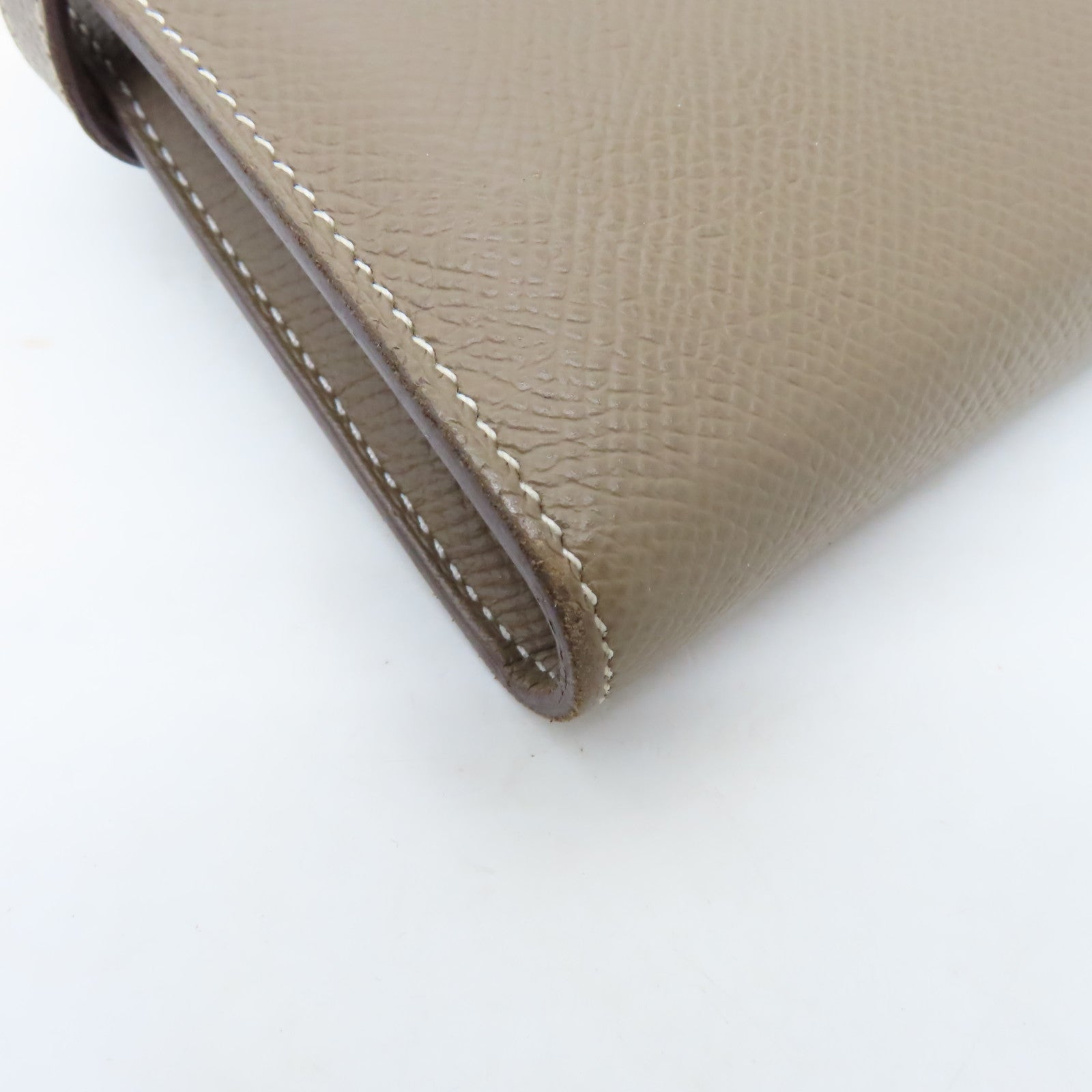 HERMES Epsom皮革Kelly Long Wallet銀扣長錢包灰色