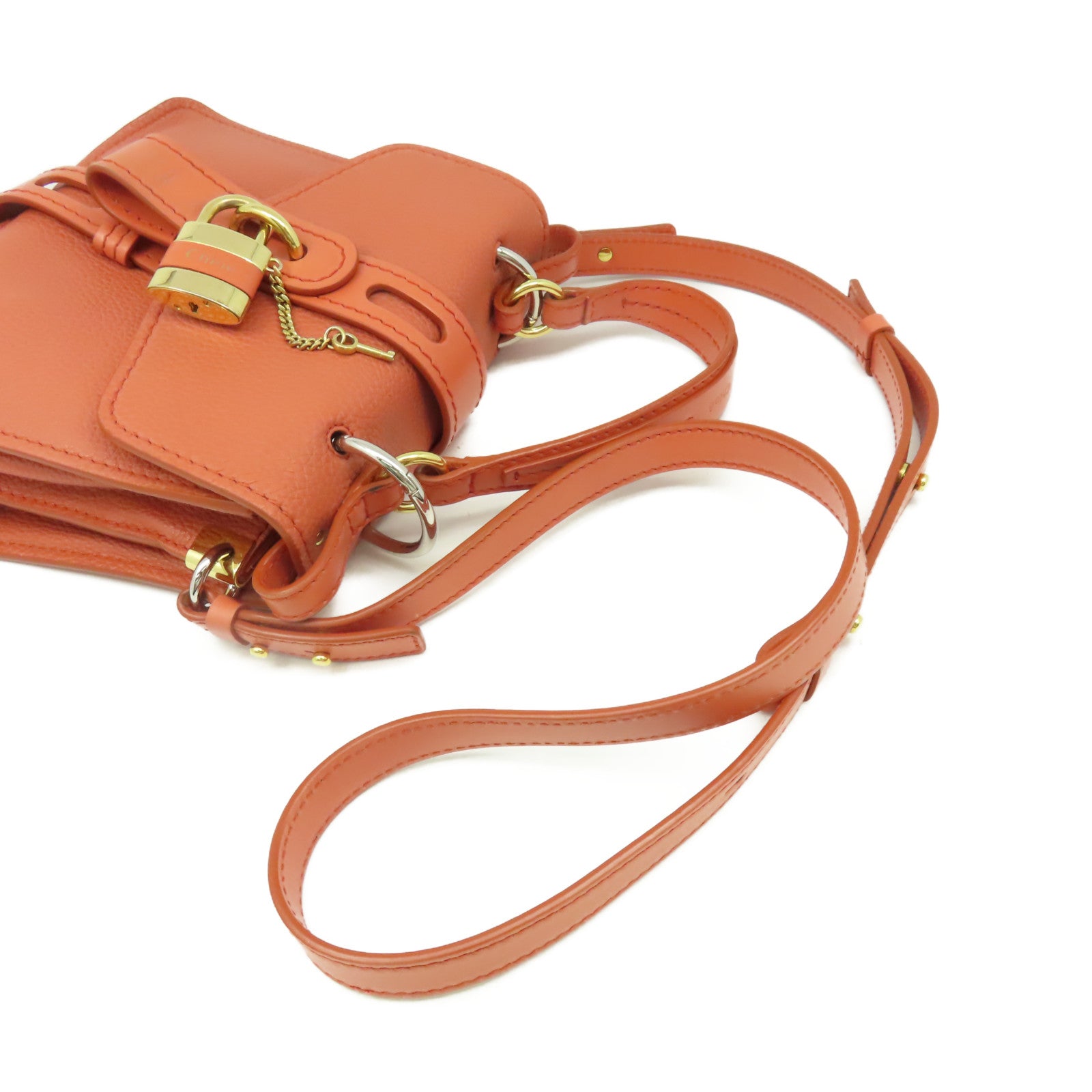 Chloe 牛皮皮革2Way Shoulder Bag手挽肩背兩用袋橙啡色