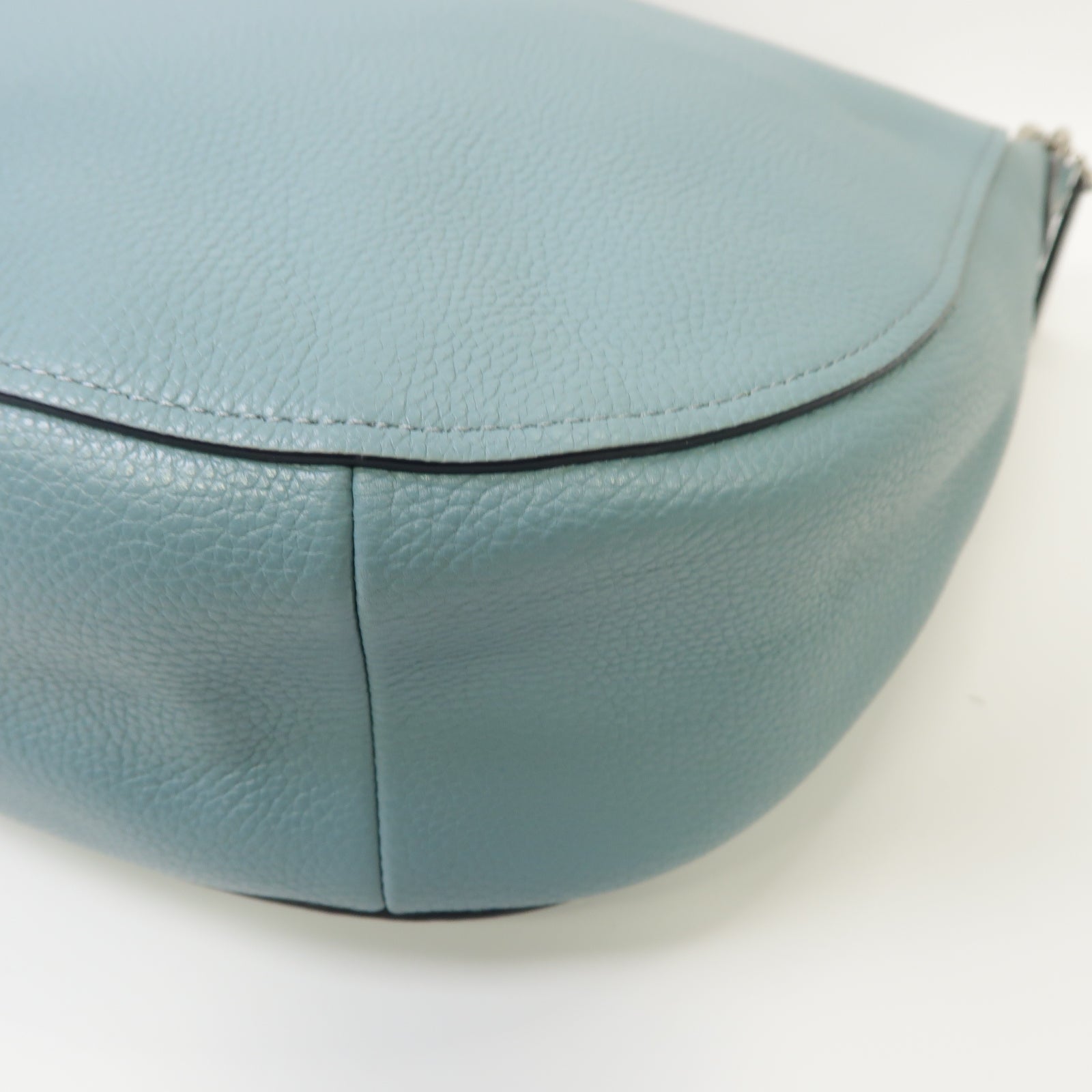 COACH 牛皮皮革2way Shoulder Bag銀扣手挽肩背兩用袋淺藍色