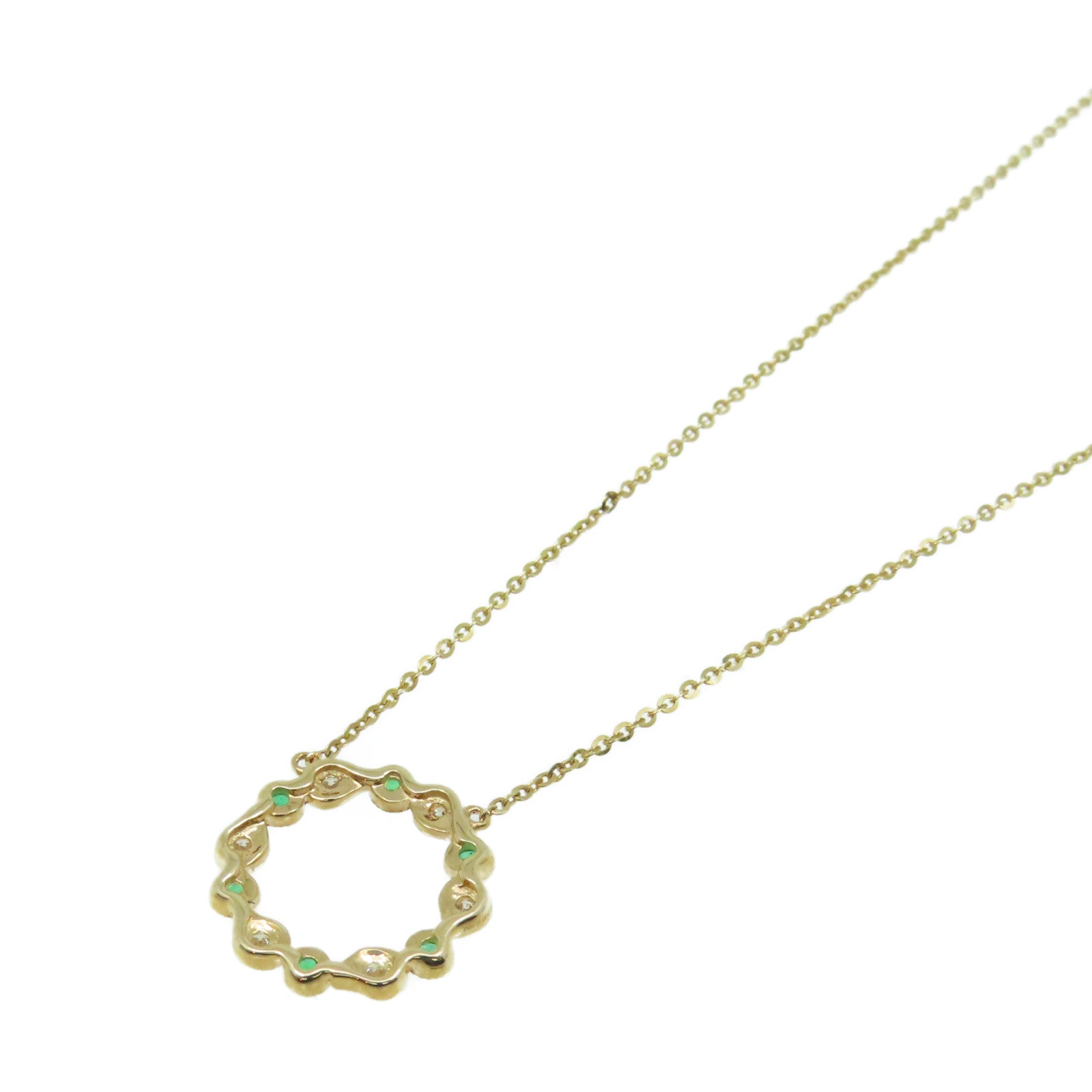 JEWELRY 18K玫瑰金/0.05ct绿宝石/0.05ct钻石Emerald Necklace项链