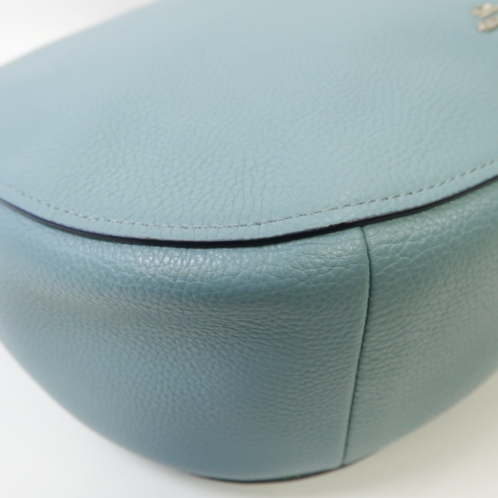 COACH 牛皮皮革2way Shoulder Bag銀扣手挽肩背兩用袋淺藍色
