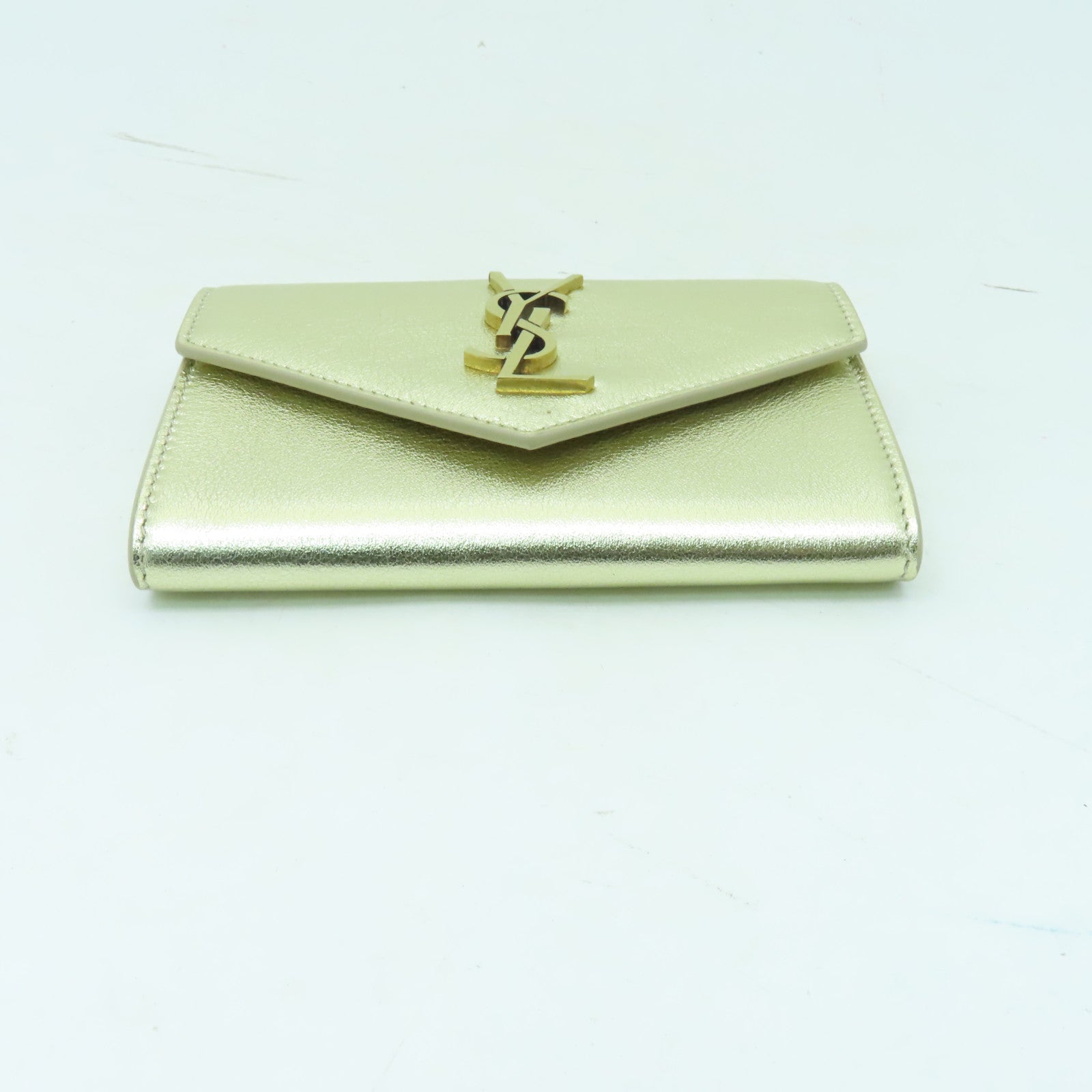 SAINT LAURENT 牛皮皮革Wallet金扣錢包金色