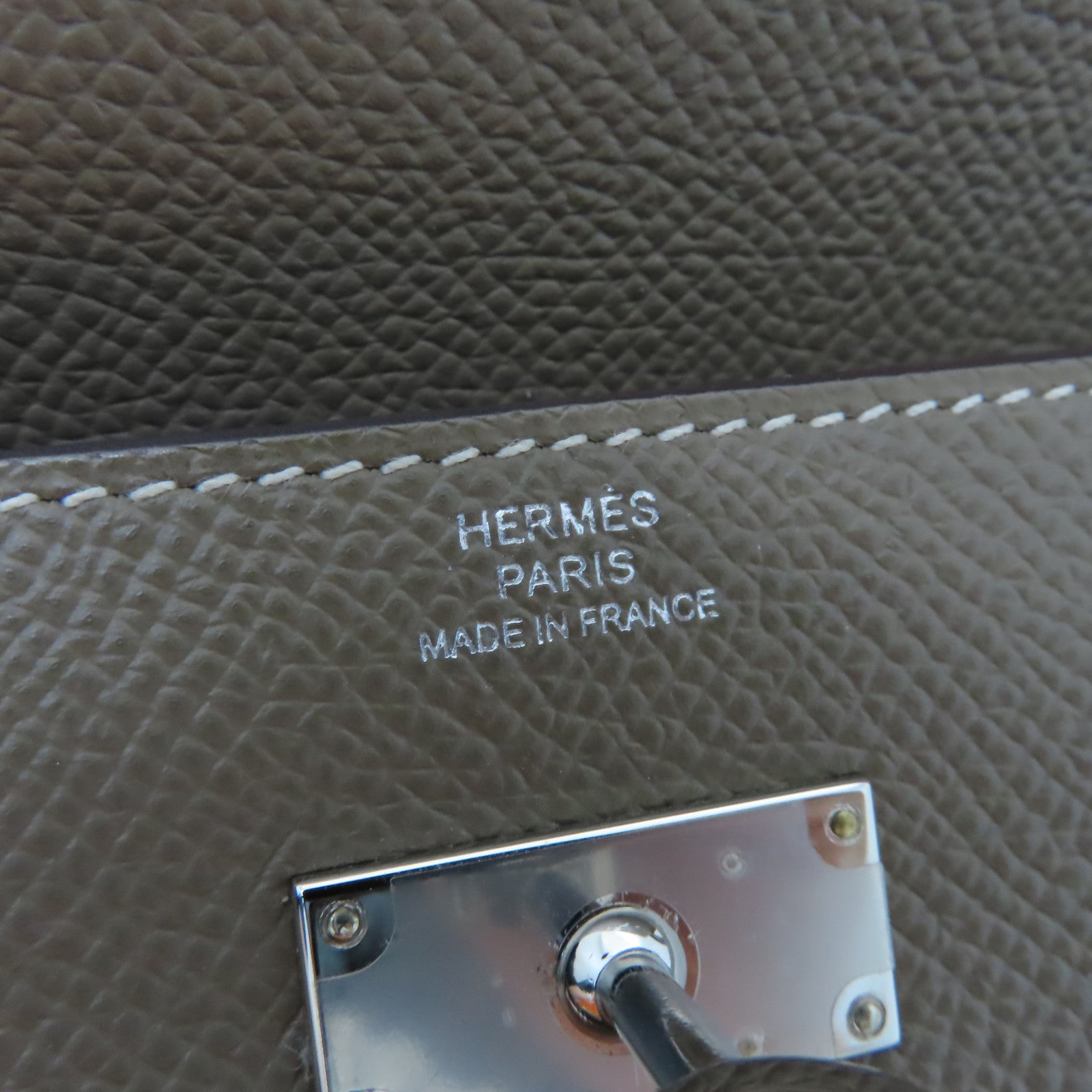 HERMES Epsom皮革Kelly Long Wallet銀扣長錢包灰色