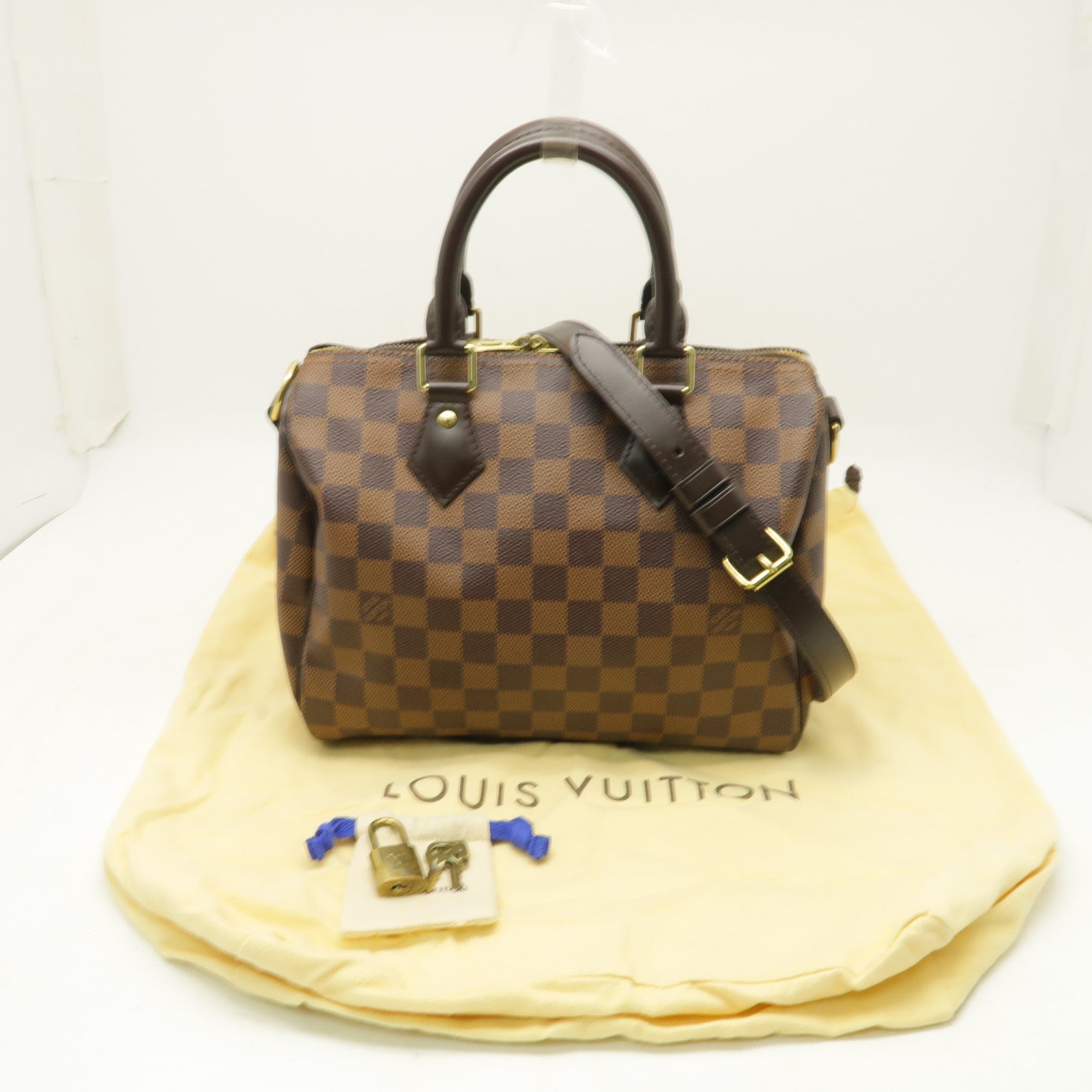 LOUIS VUITTON Damier Speedy 25 Bandoultere金扣手挽肩背兩用袋棕色